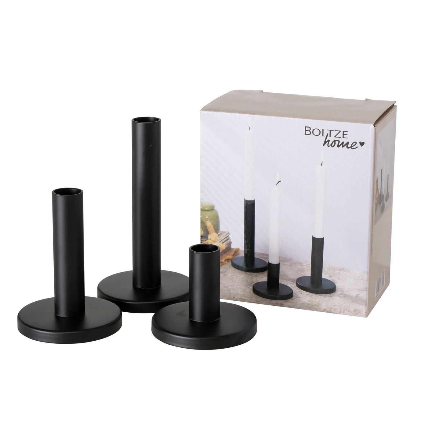 Kerzenleuchter Malko, 3-teilig, schwarz 