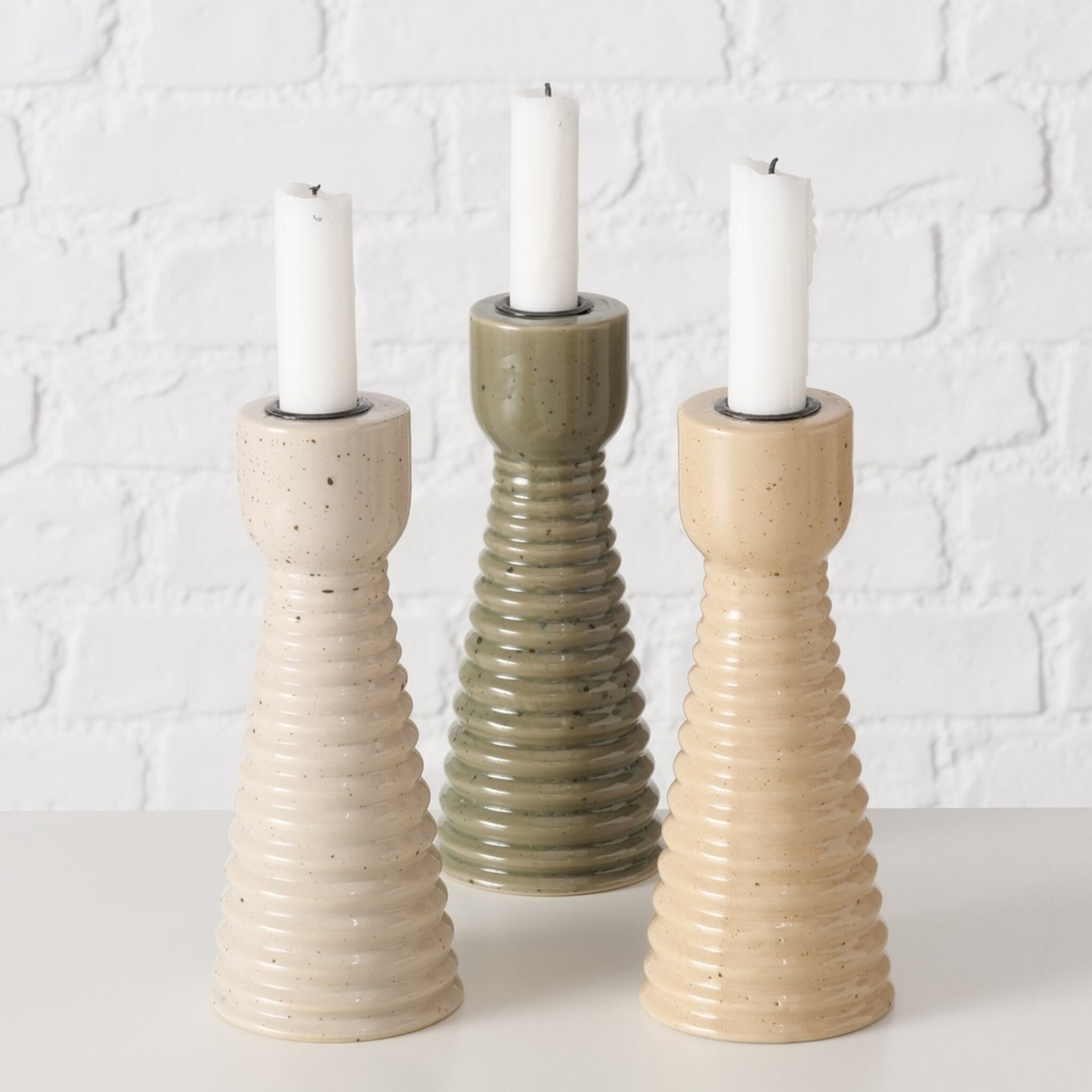 Kerzenleuchter Mylana, 3er Set, beige 