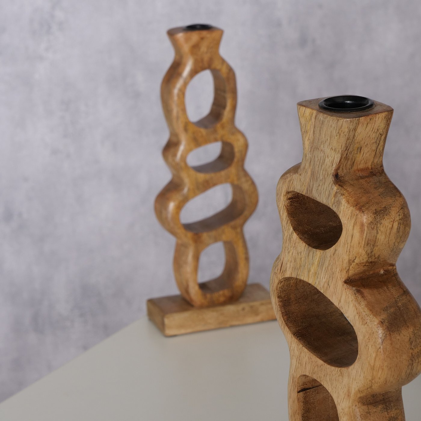 Kerzenleuchter Organica, 2 tlg, natur 