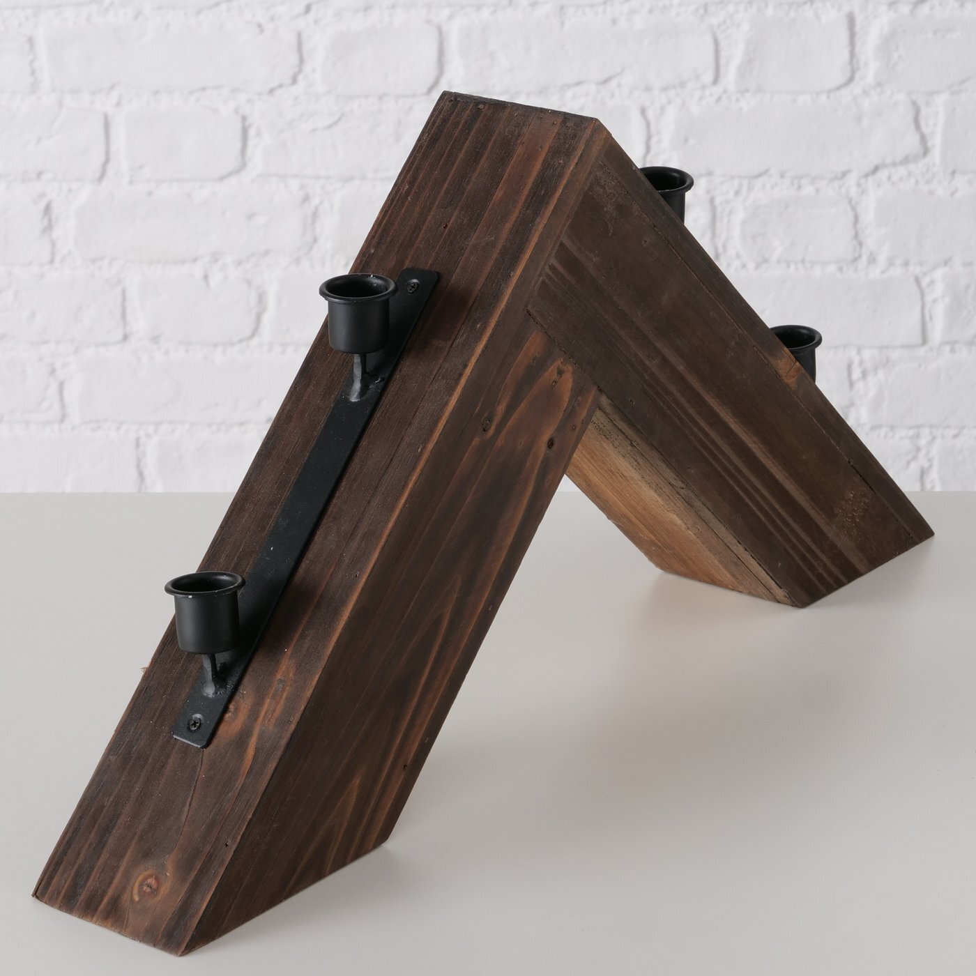 Kerzenleuchter Rustik, dunkelbraun 