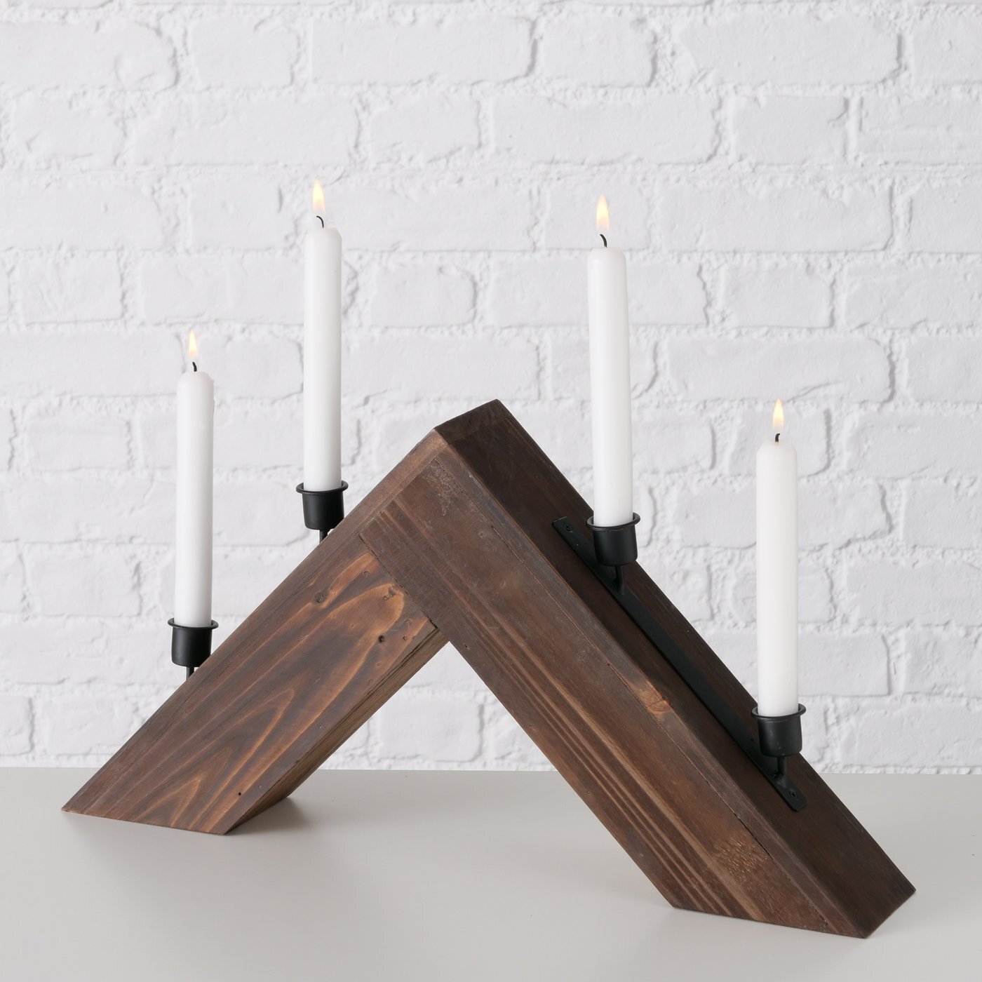 Kerzenleuchter Rustik, dunkelbraun 