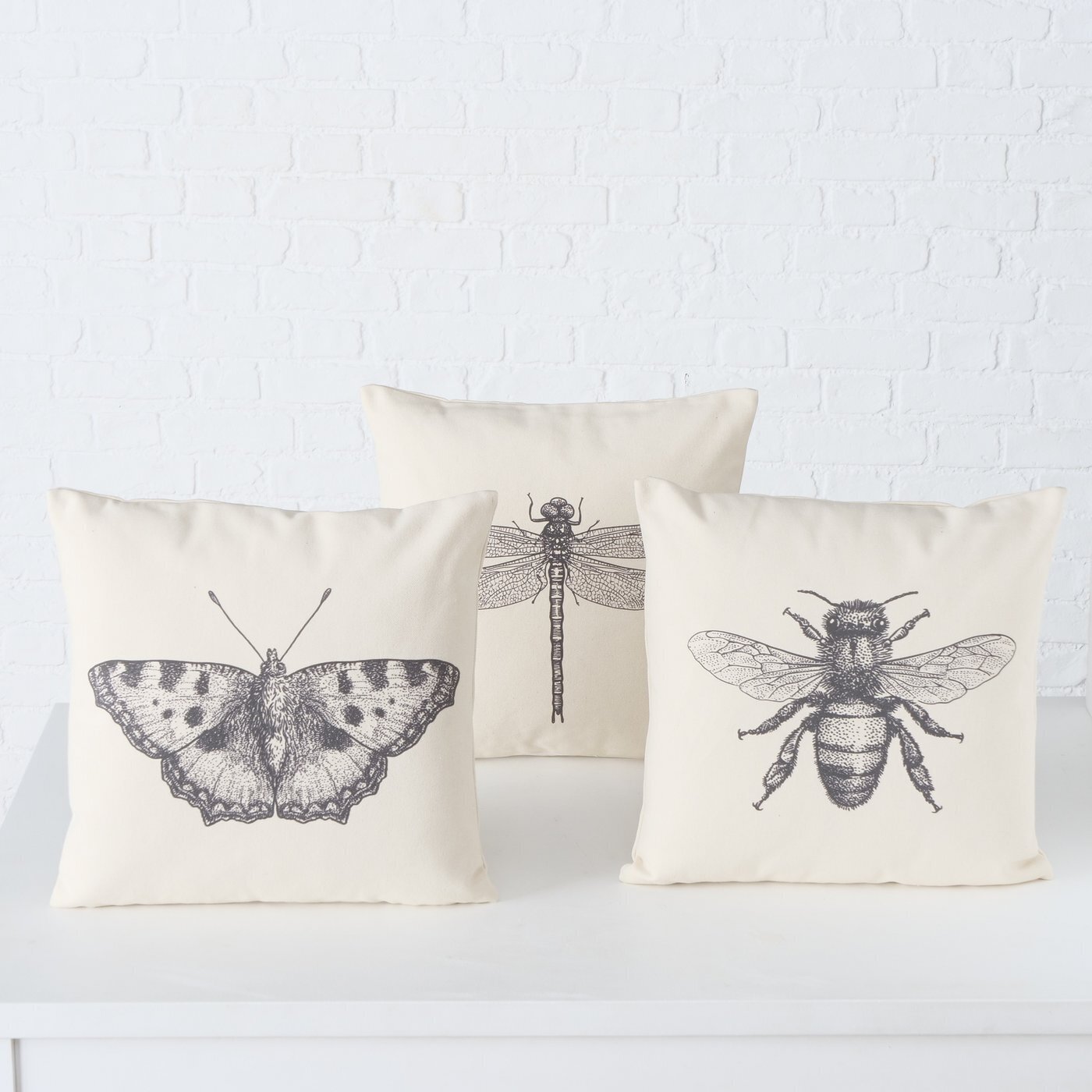 Kissen Uthalia mit Reißverschluss, weiss 