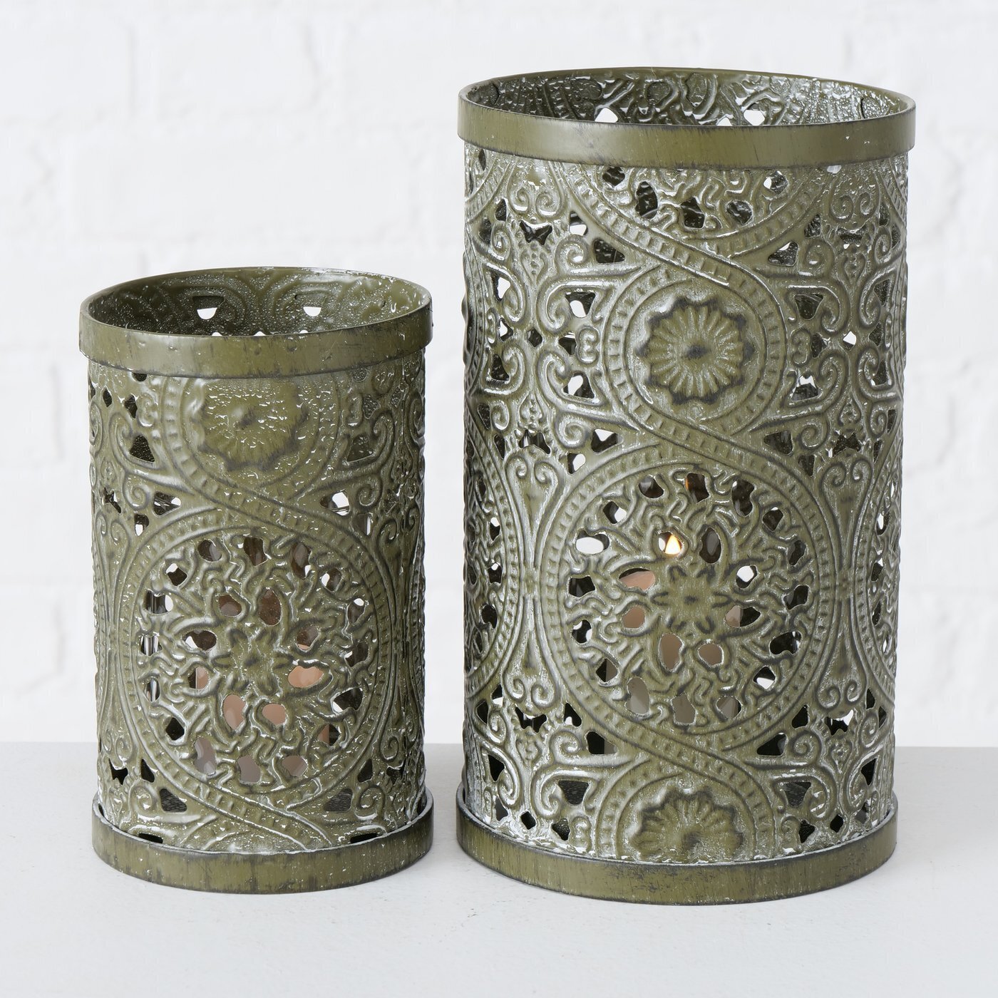 Kleine Windlichter Greta 2er Set, grau