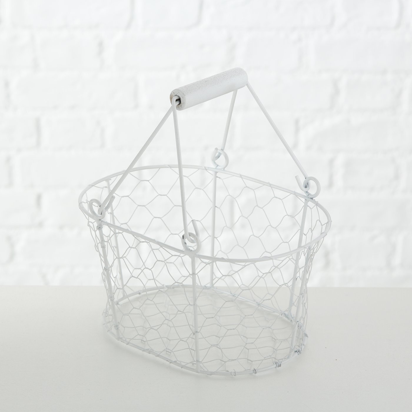 Korb 2er-Set Wire aus Metall, weiss 