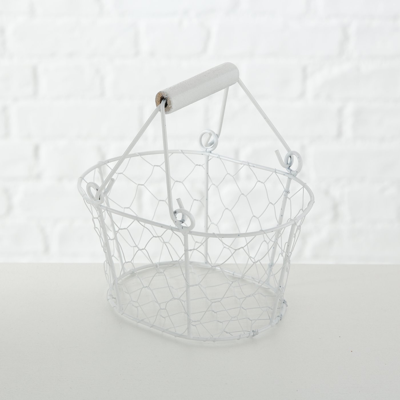 Korb 2er-Set Wire aus Metall, weiss 