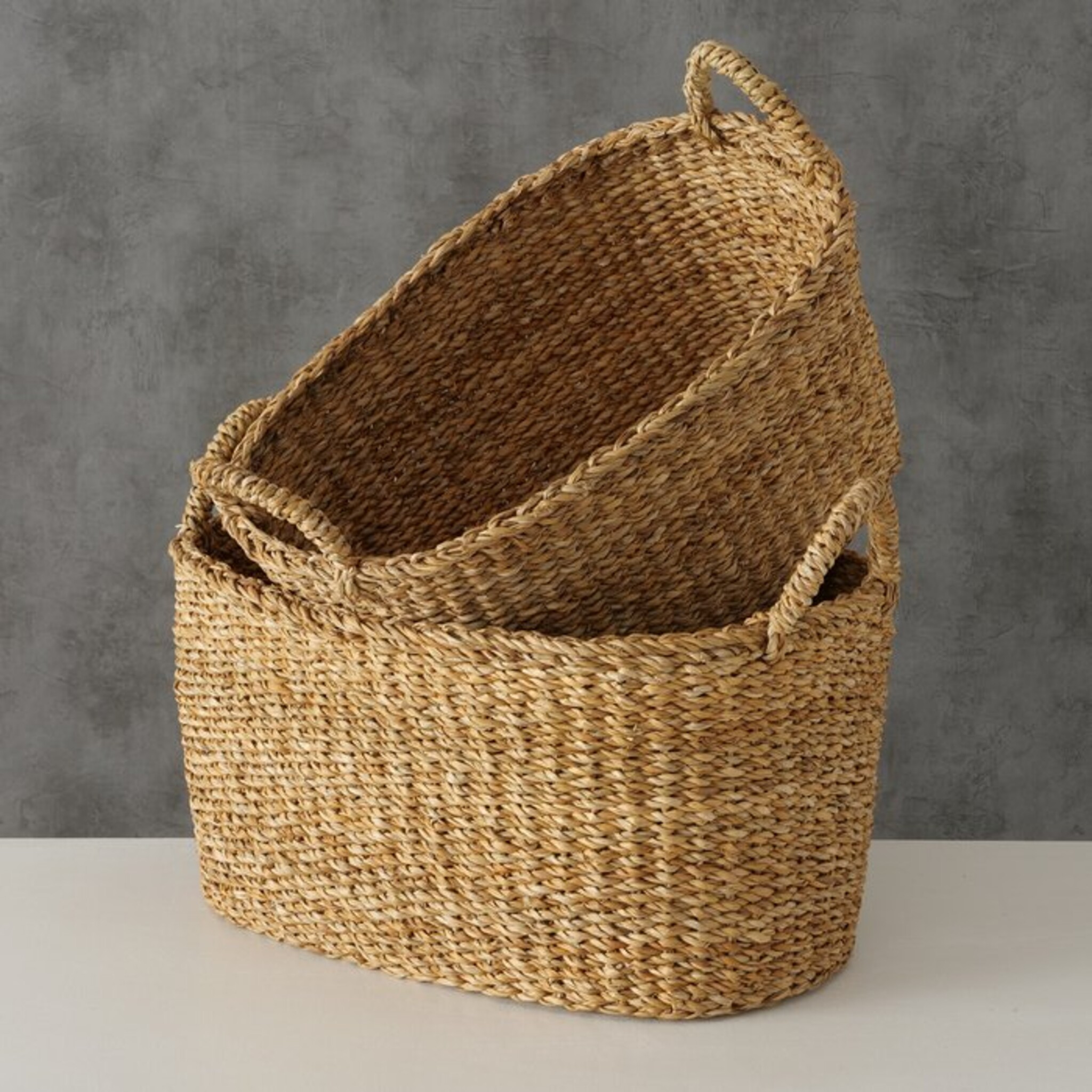 Körbe aus Seegras oval mit Henkel Sophy, 2er Set, natur 