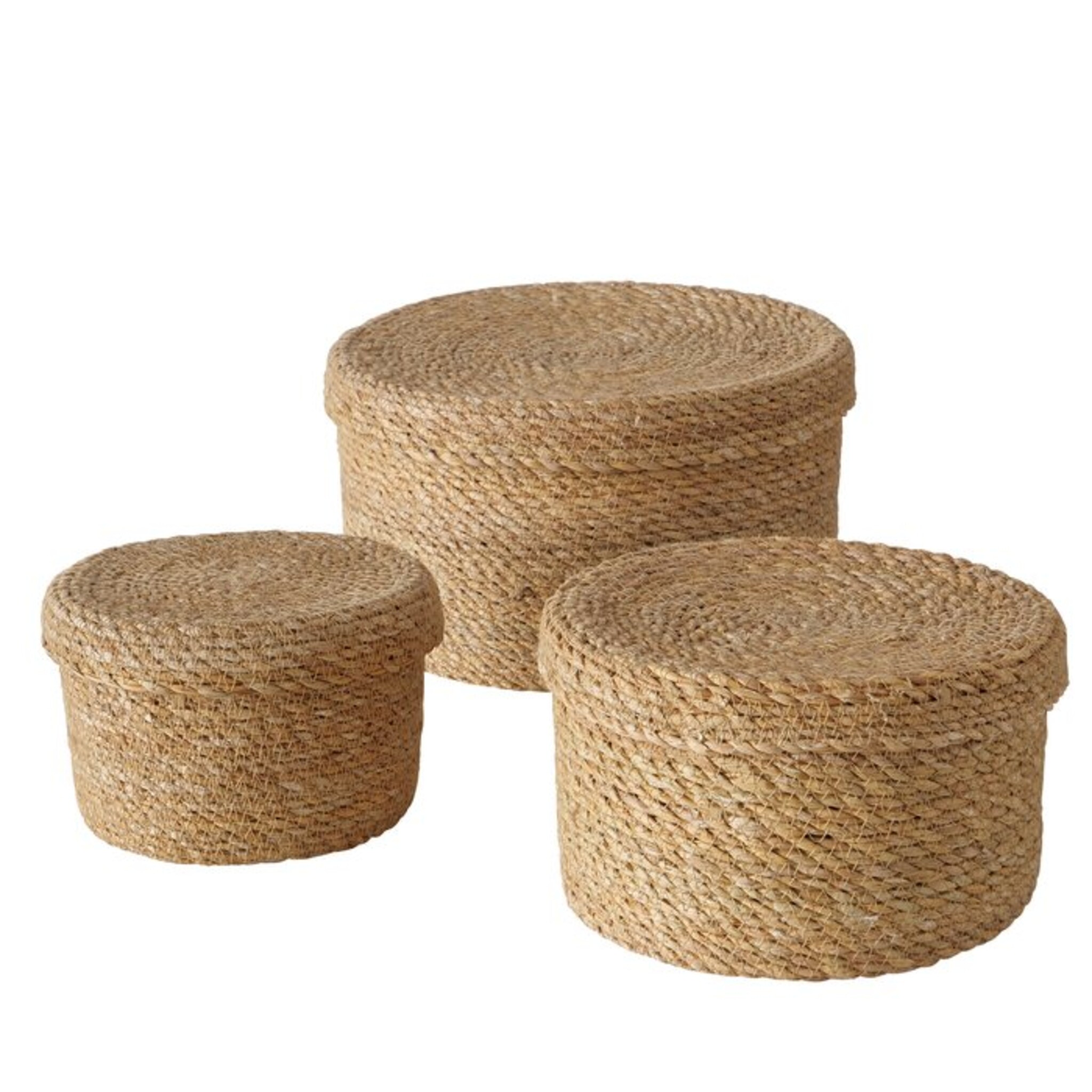 Körbe mit Deckel aus Seegras Sophy, 3er Set, natur 