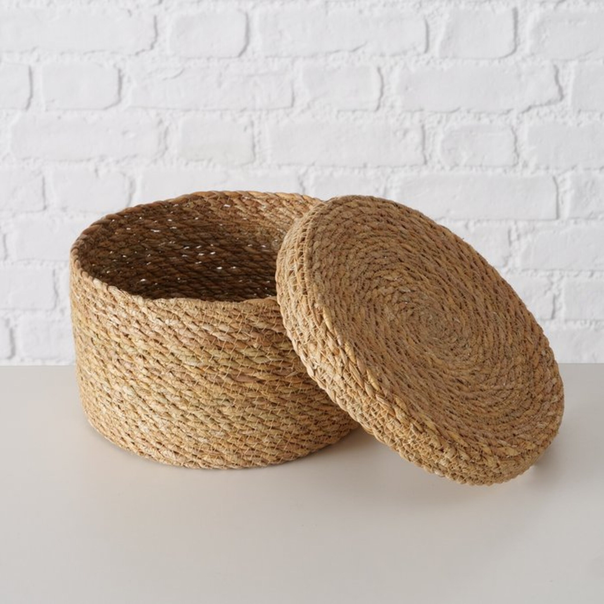 Körbe mit Deckel aus Seegras Sophy, 3er Set, natur 