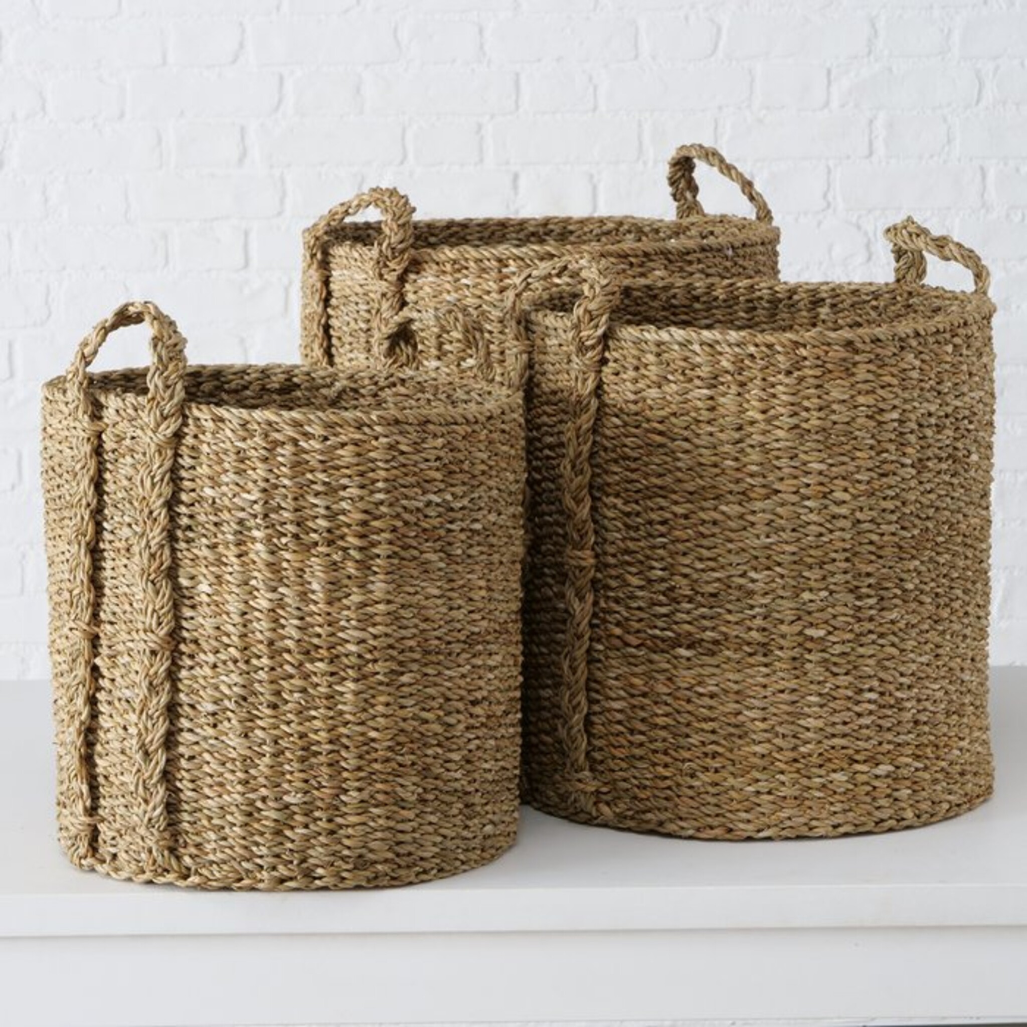 Korbset aus Seegras mit Henkel Sophy, 3 tlg, natur 
