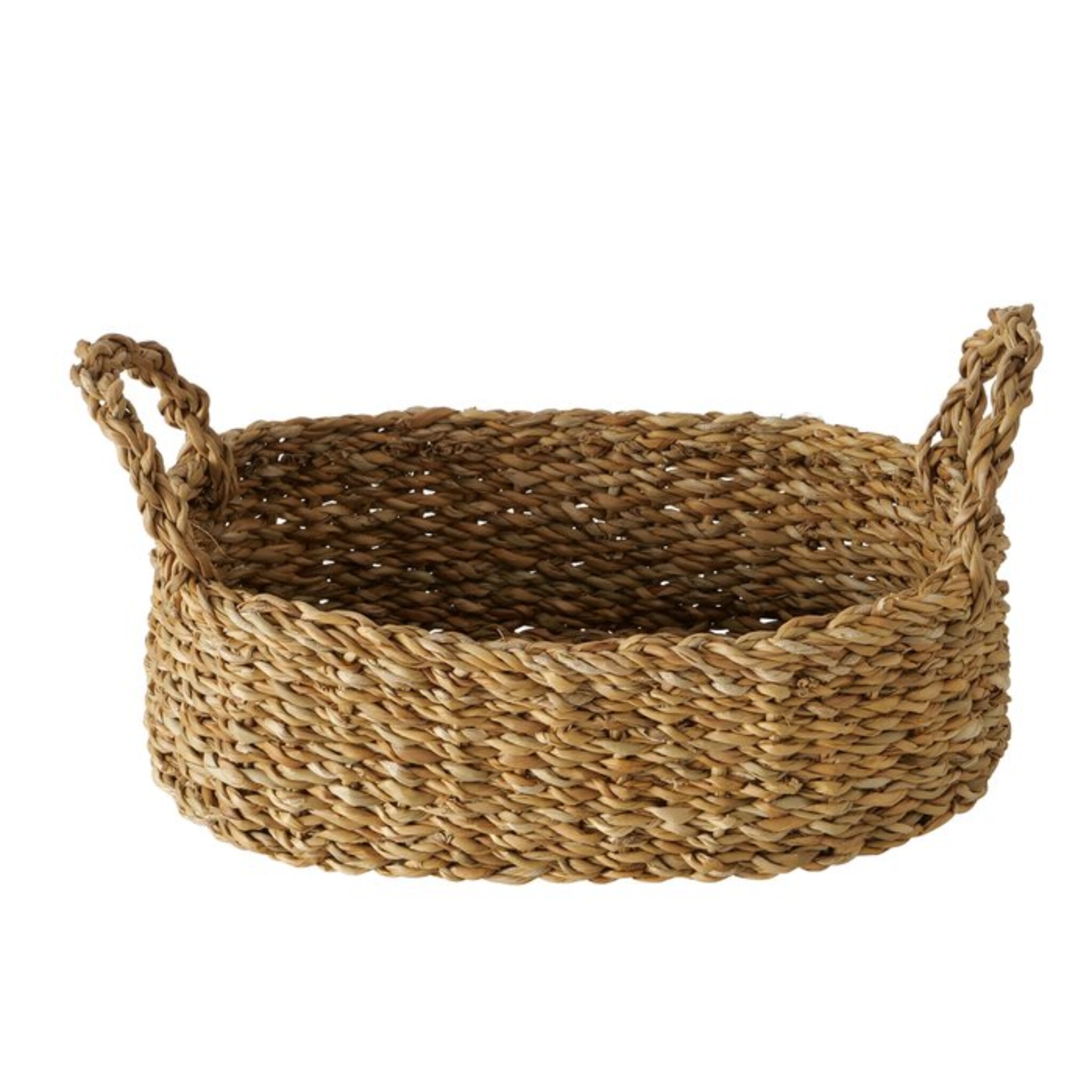 Ovales Korb-Set aus Seegras mit Henkel Sophy, flach, 3er, natur 