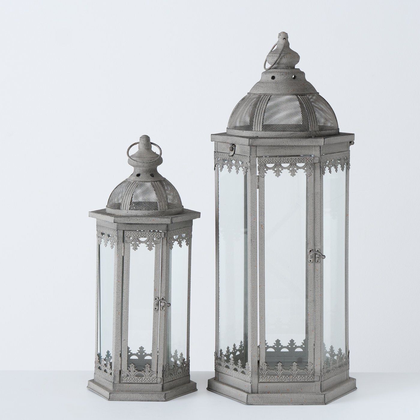 Laterne 2er-Set Auria, grau 