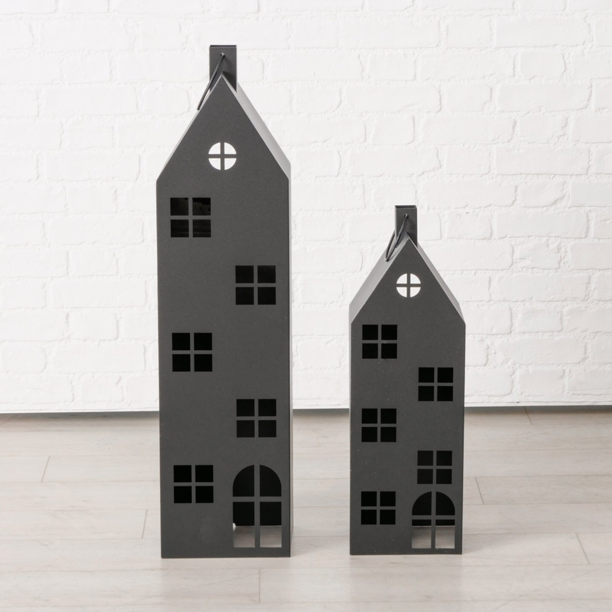 XXL Laterne Alba, 2-teilig, schwarz Ø 22/24 cm, Höhe 66/96 cm