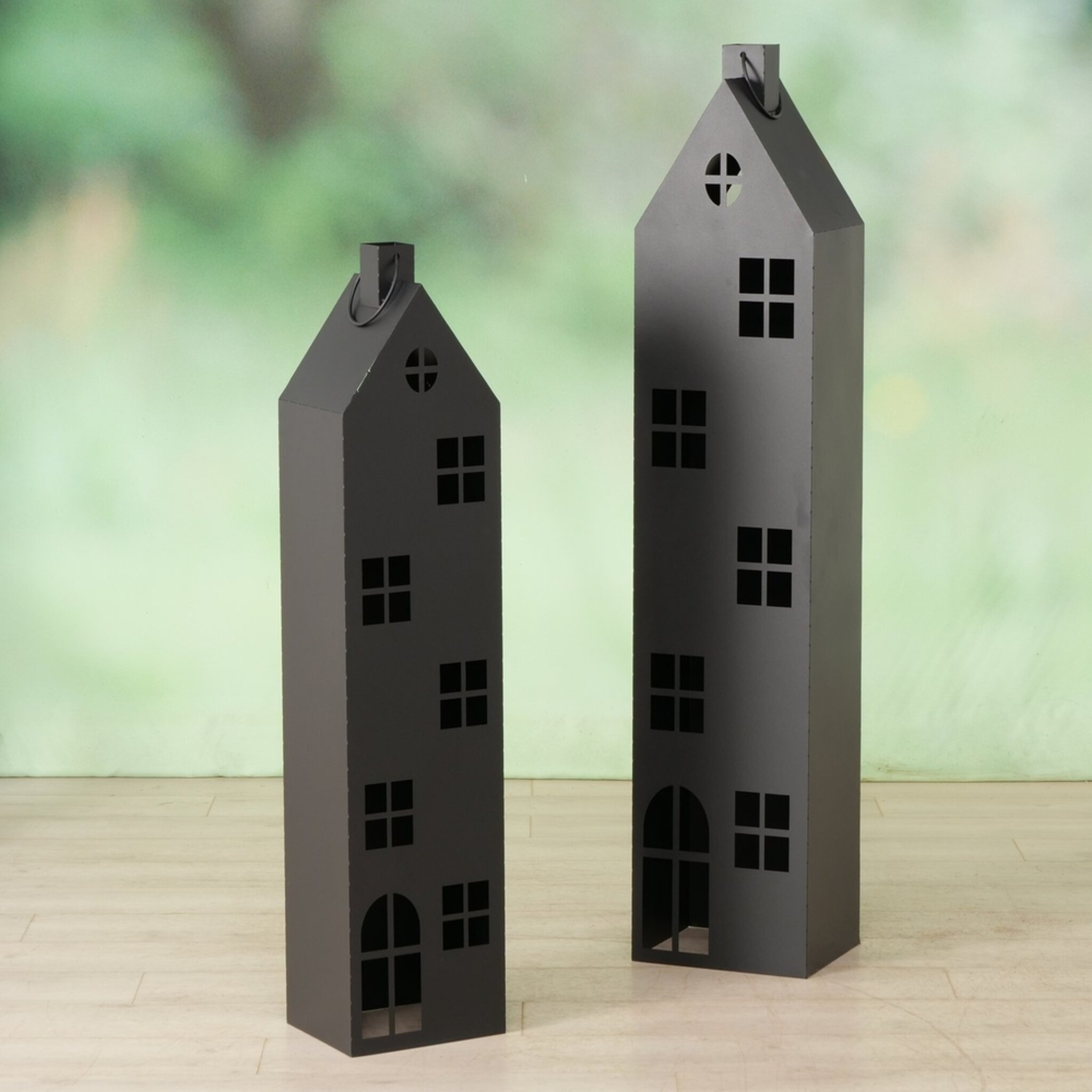 XXL Laterne Alba, 2-teilig, schwarz Ø 25-30 cm, Höhe 120/150 cm