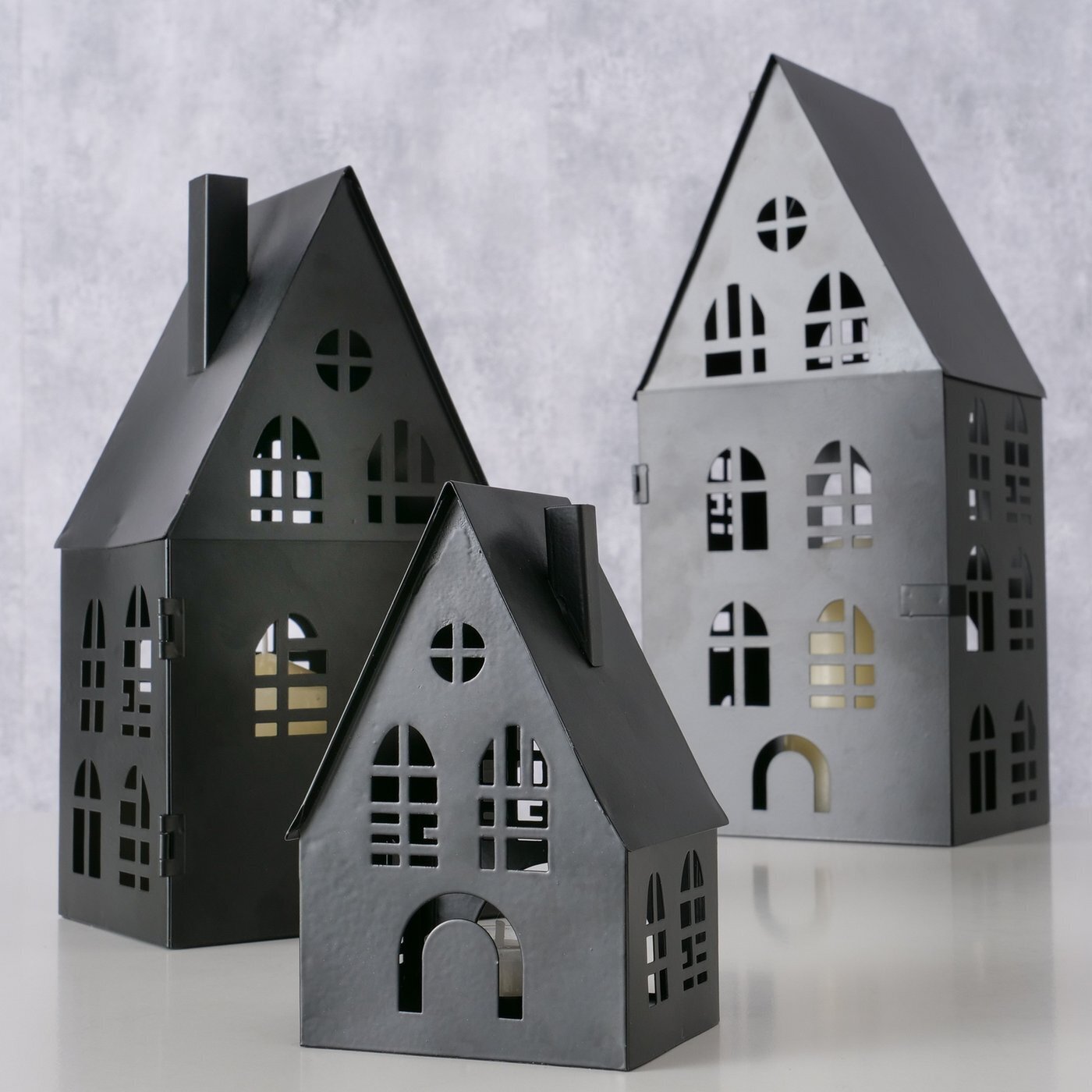 Laterne Dover, 3er-Set, schwarz 