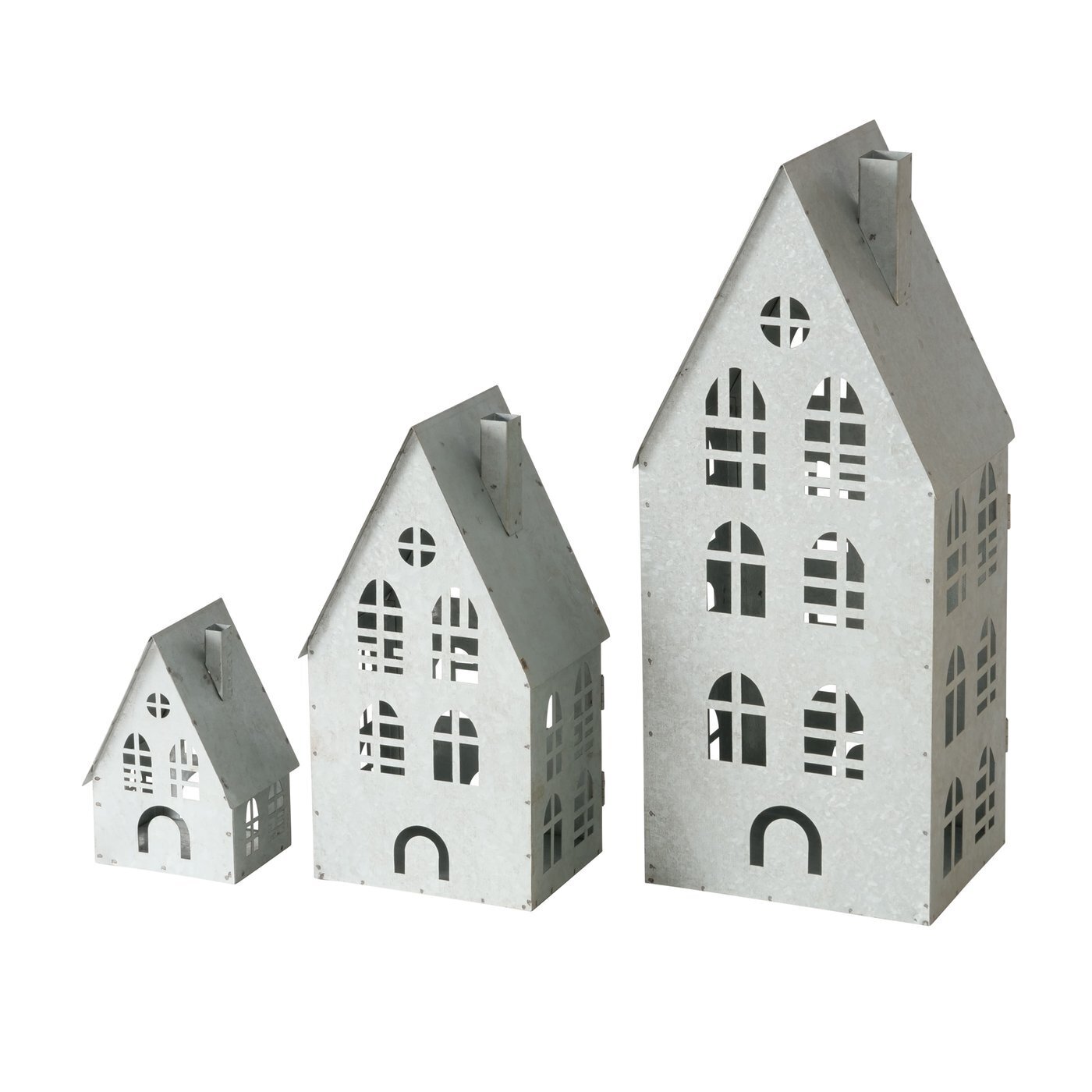 Laterne Dover, 3er-Set, grau 