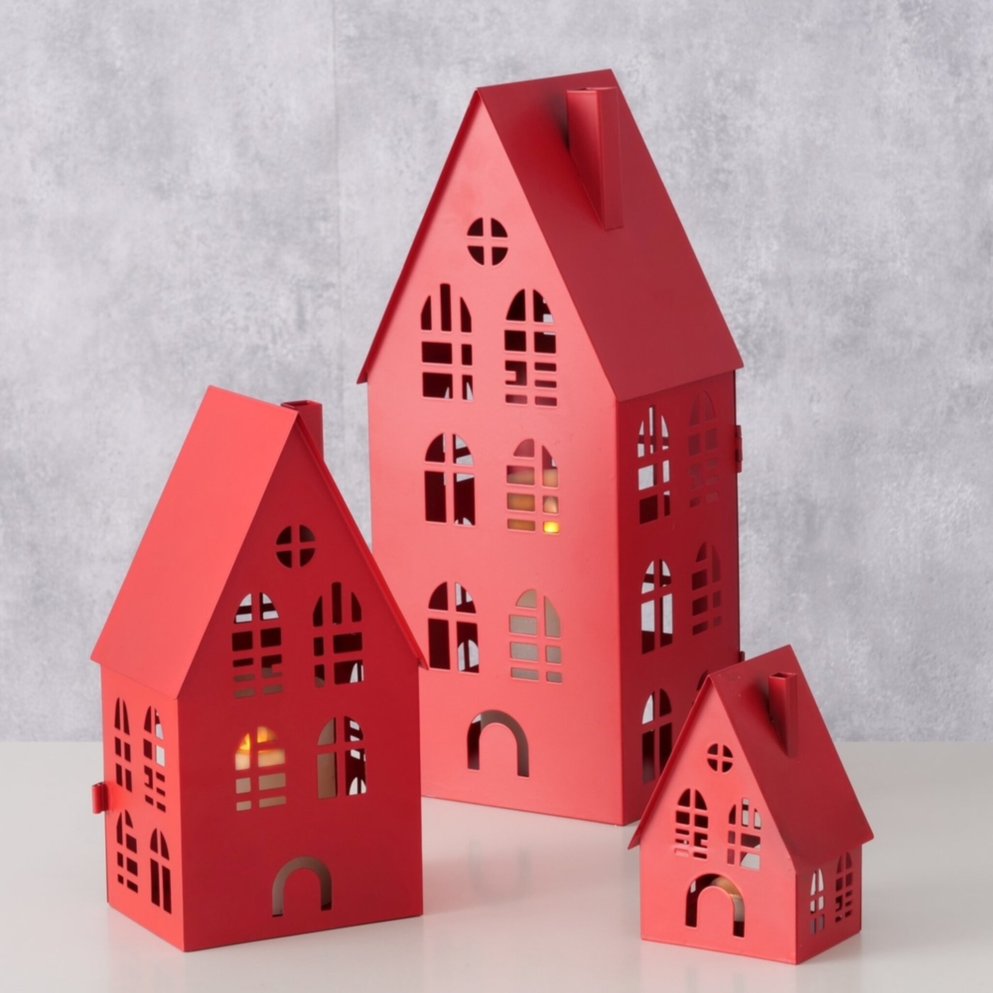 Laterne Dover, 3er-Set, rot 