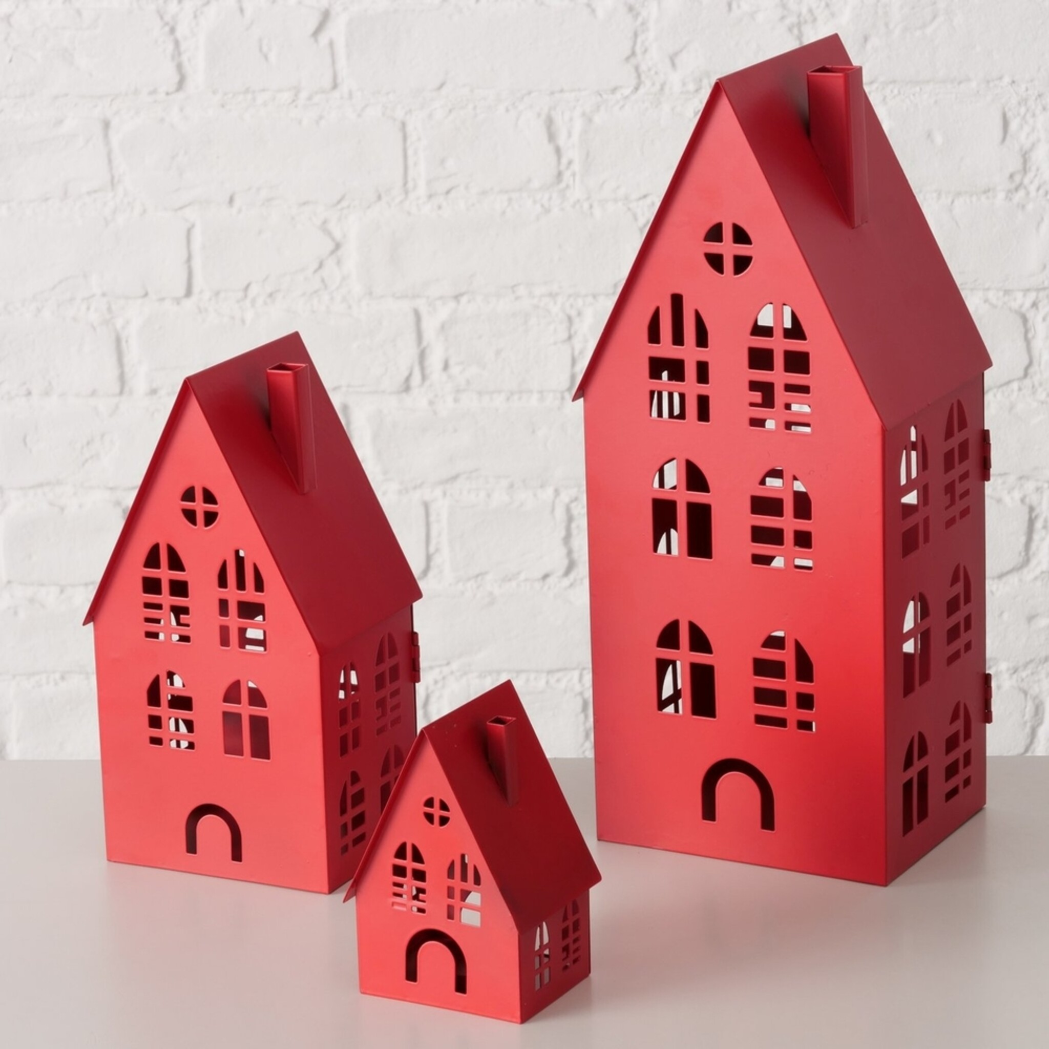 Laterne Dover, 3er-Set, rot 