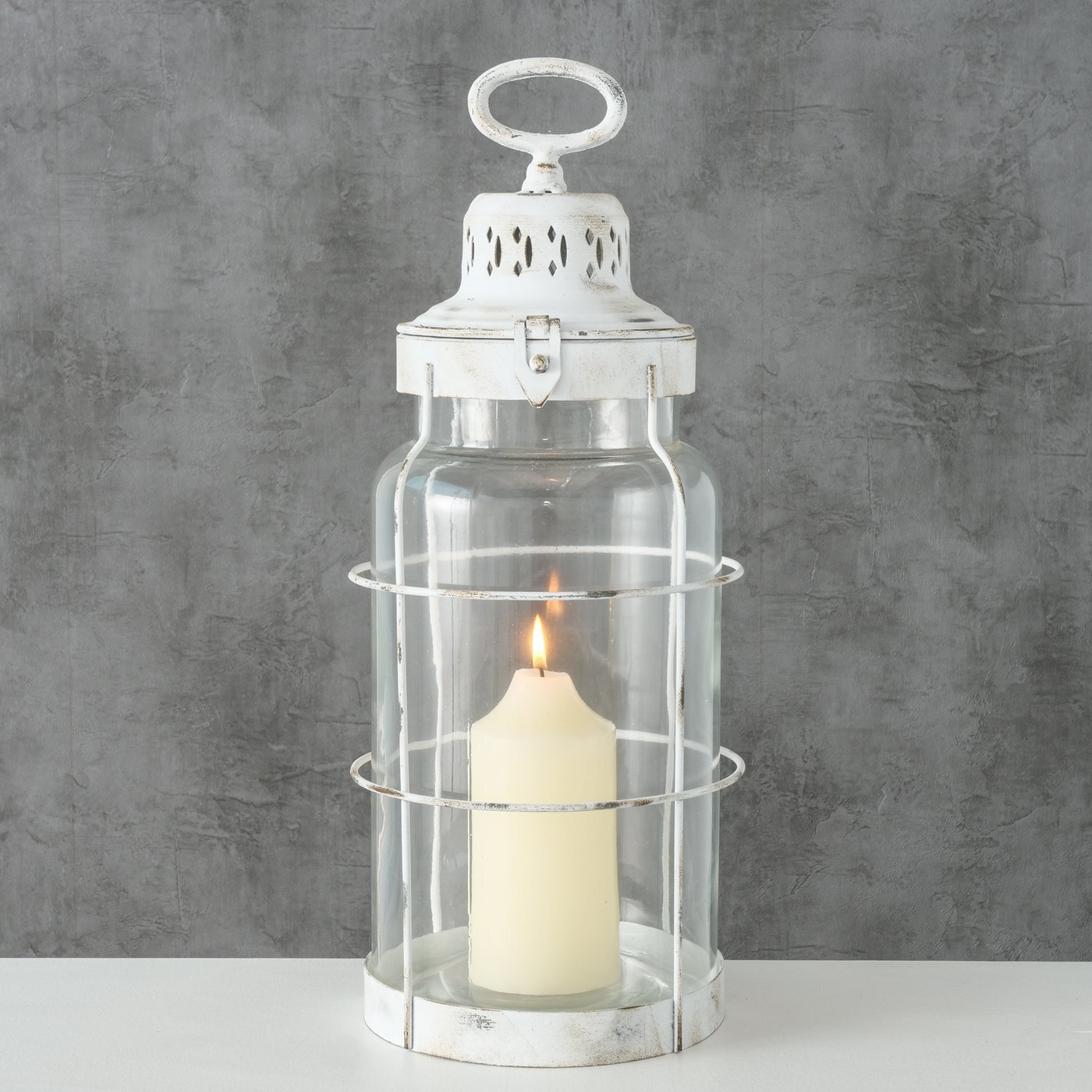 Laterne Husum, weiss 44 cm, Ø 16 cm