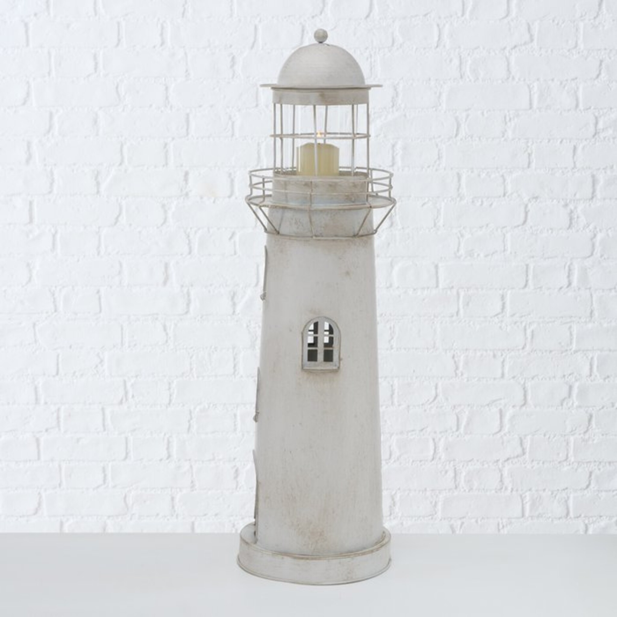 Laterne Leuchtturm, 2er Set, grau 