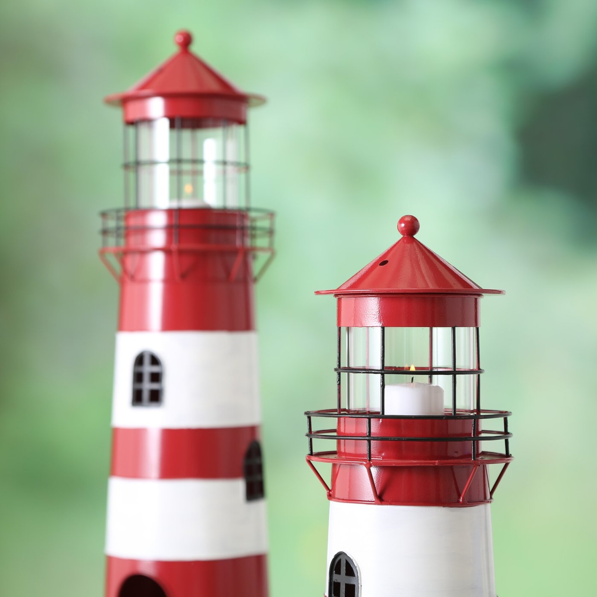 Laterne roter Leuchtturm, 2 tlg, rot 