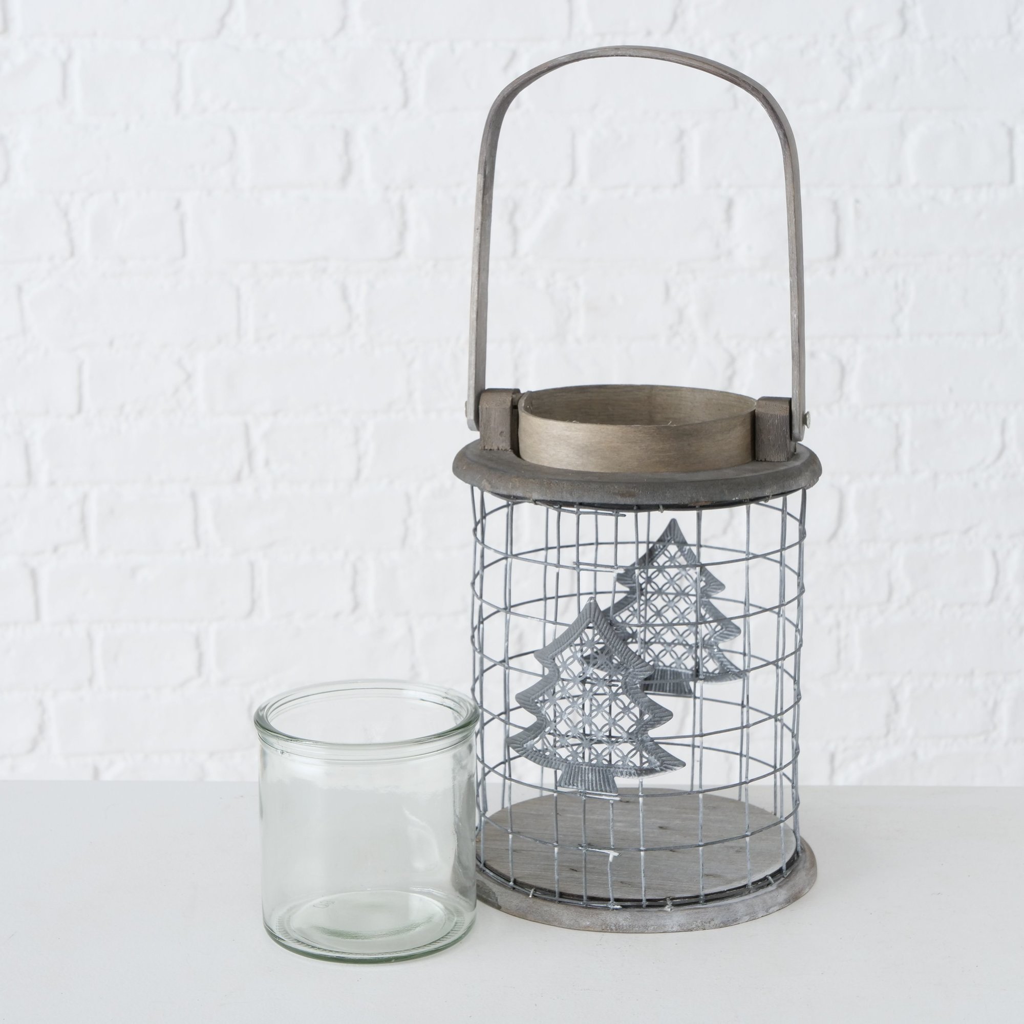 Laterne Tuva, grau 23x17cm, grau