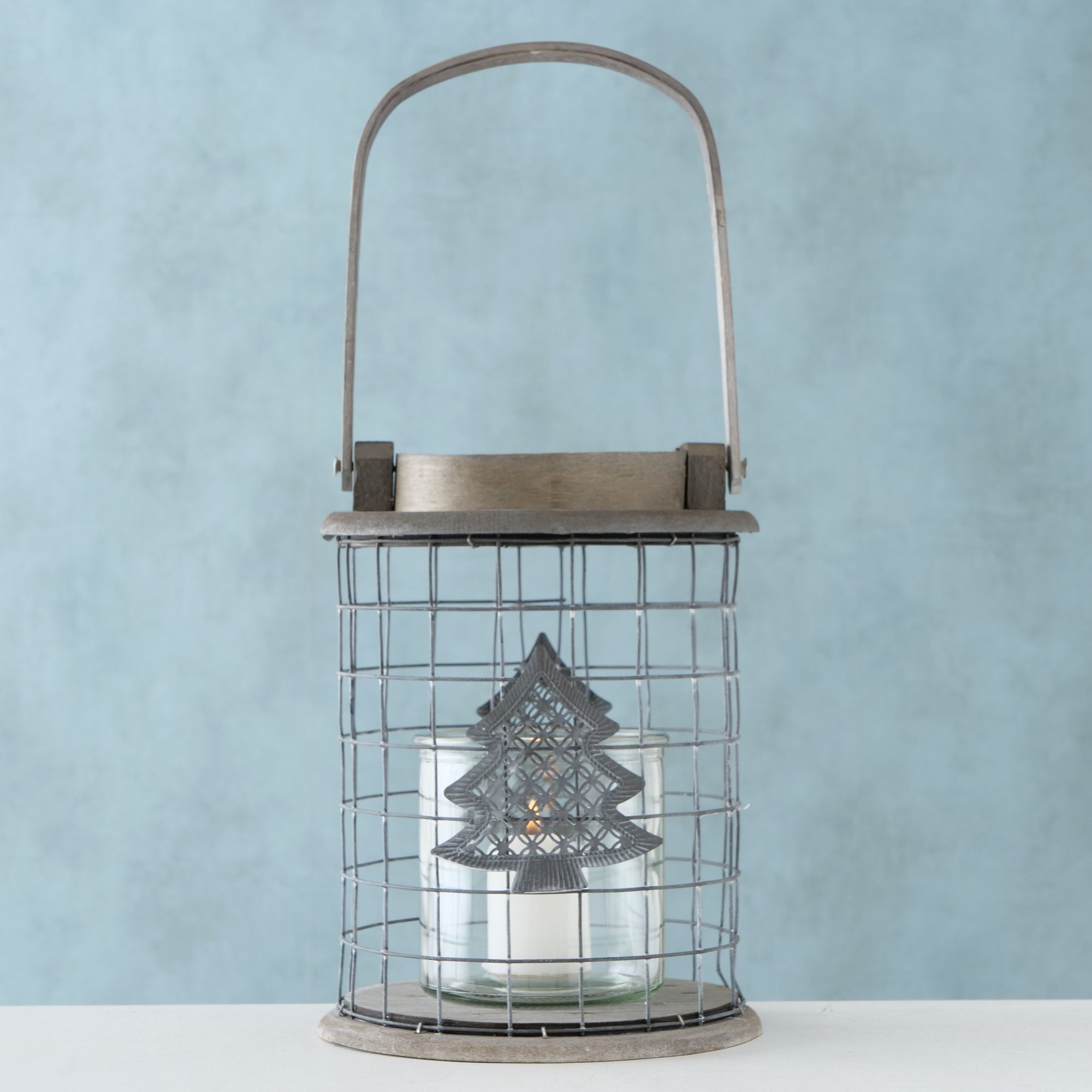 Laterne Tuva, grau 18x15cm, grau