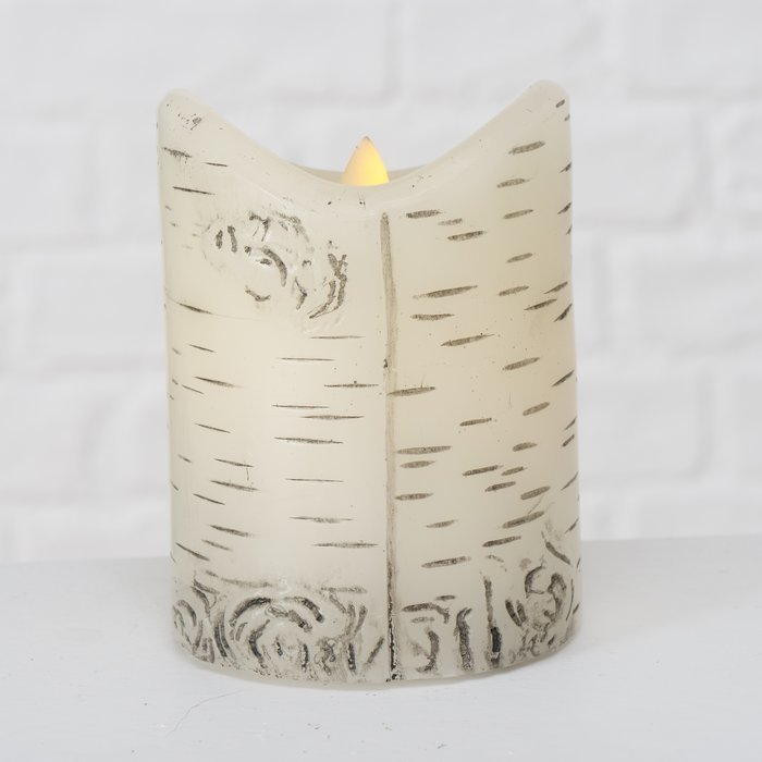 LED Kerze Birke, natur Ø 7,5 cm, H 10 cm