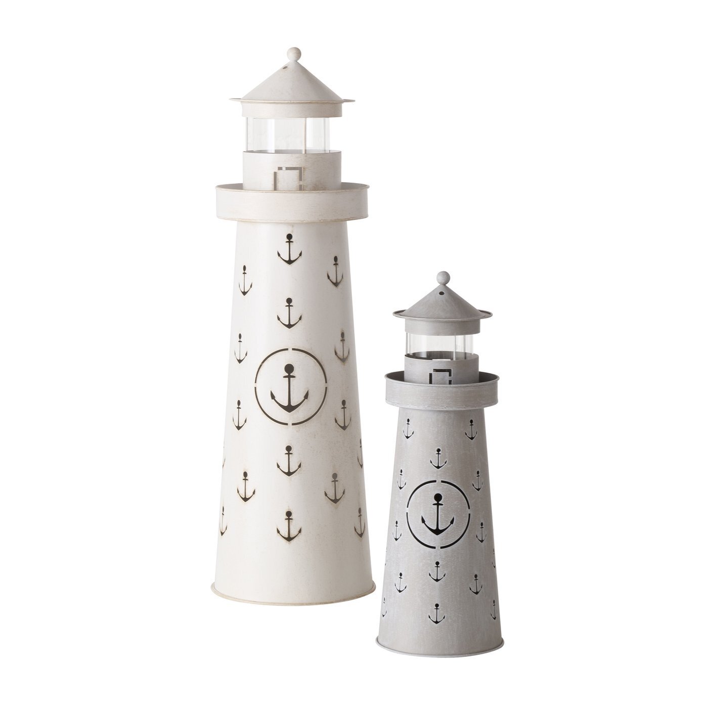 Leuchtturm Laterne Büsum 2er-Set, weiss
