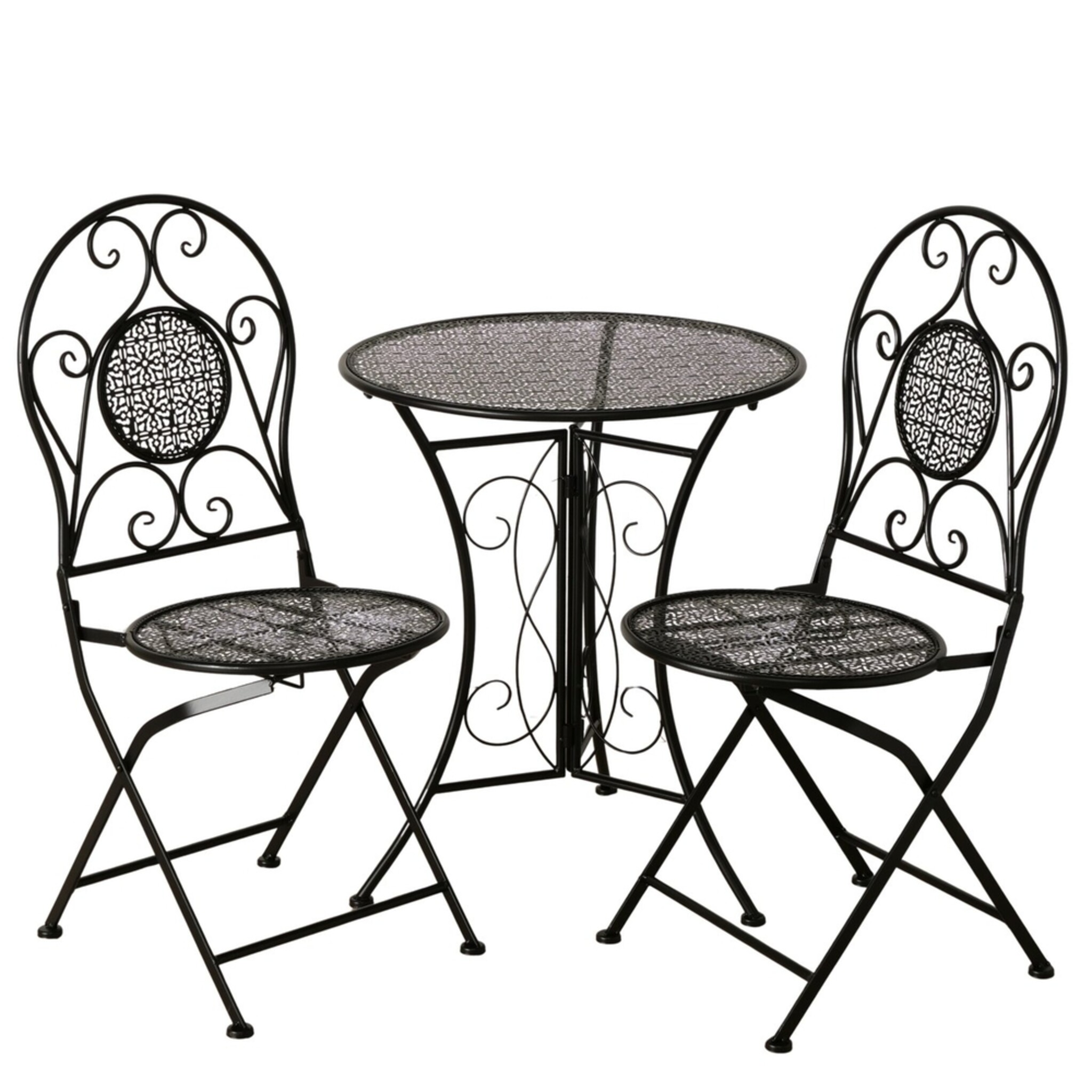 Bistro-Set, Tisch und 2 Stühle Marisa, schwarz 
