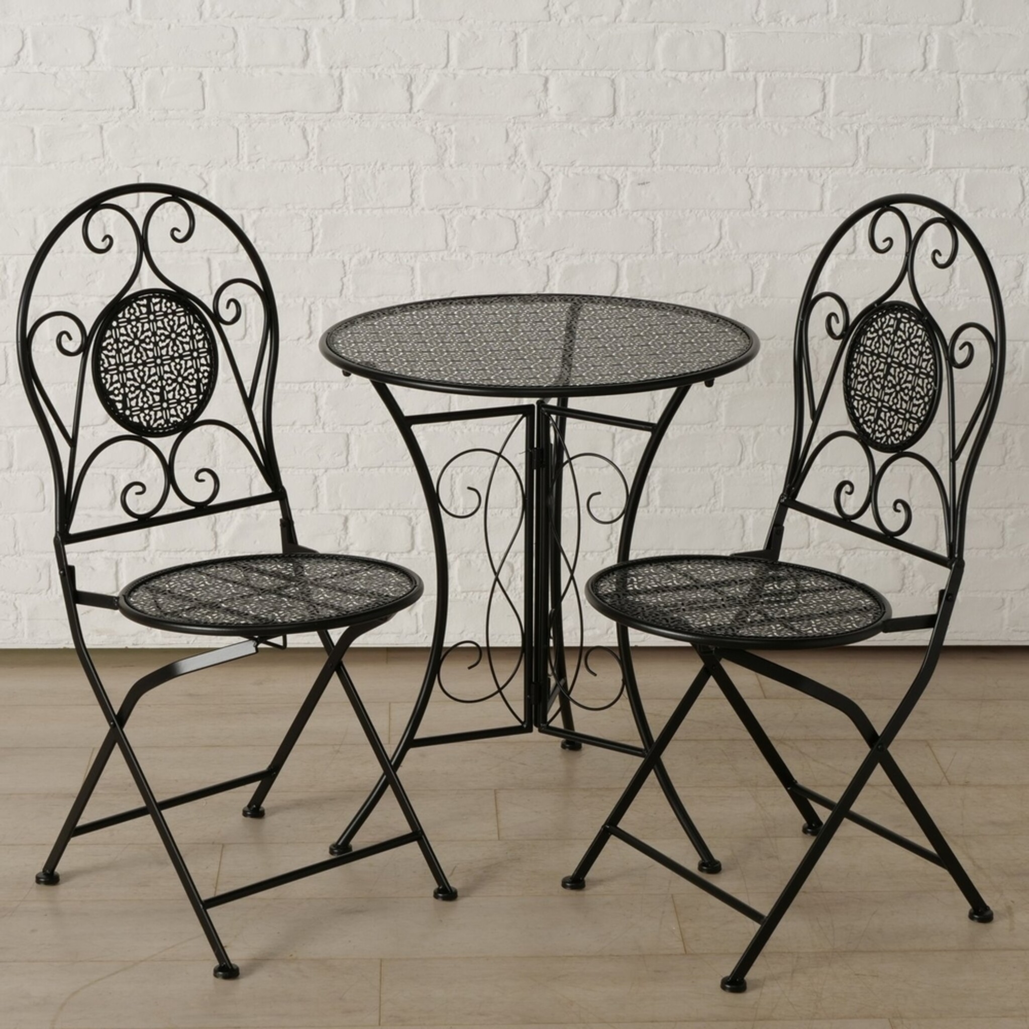 Bistro-Set, Tisch und 2 Stühle Marisa, schwarz 