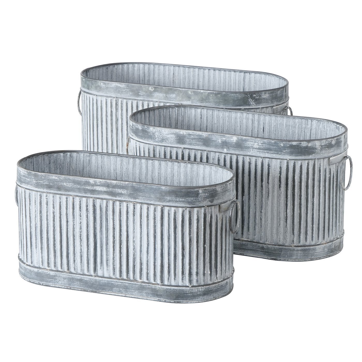 Pflanztöpfe Kaprun 3er, grau 39/48 x 18/24 x 22/26 cm