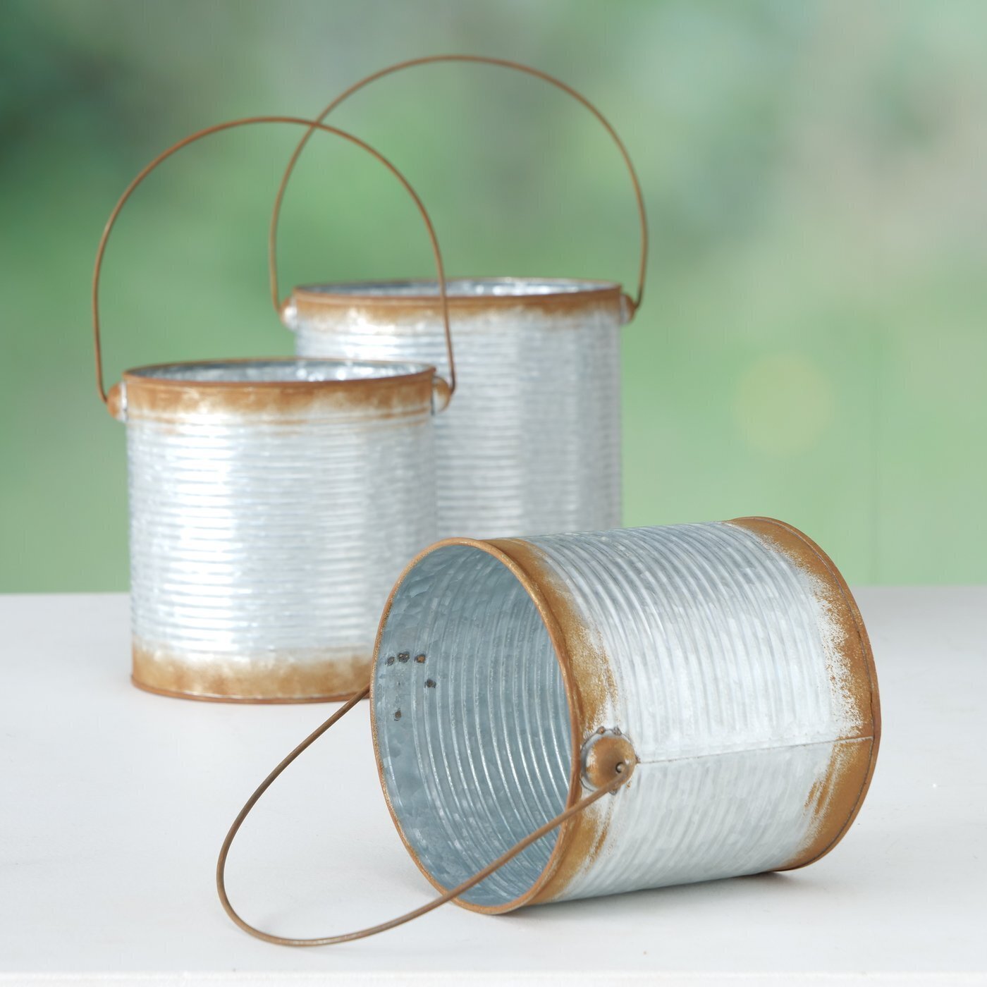 Pflanztopf Rustika 3teilig, silber 