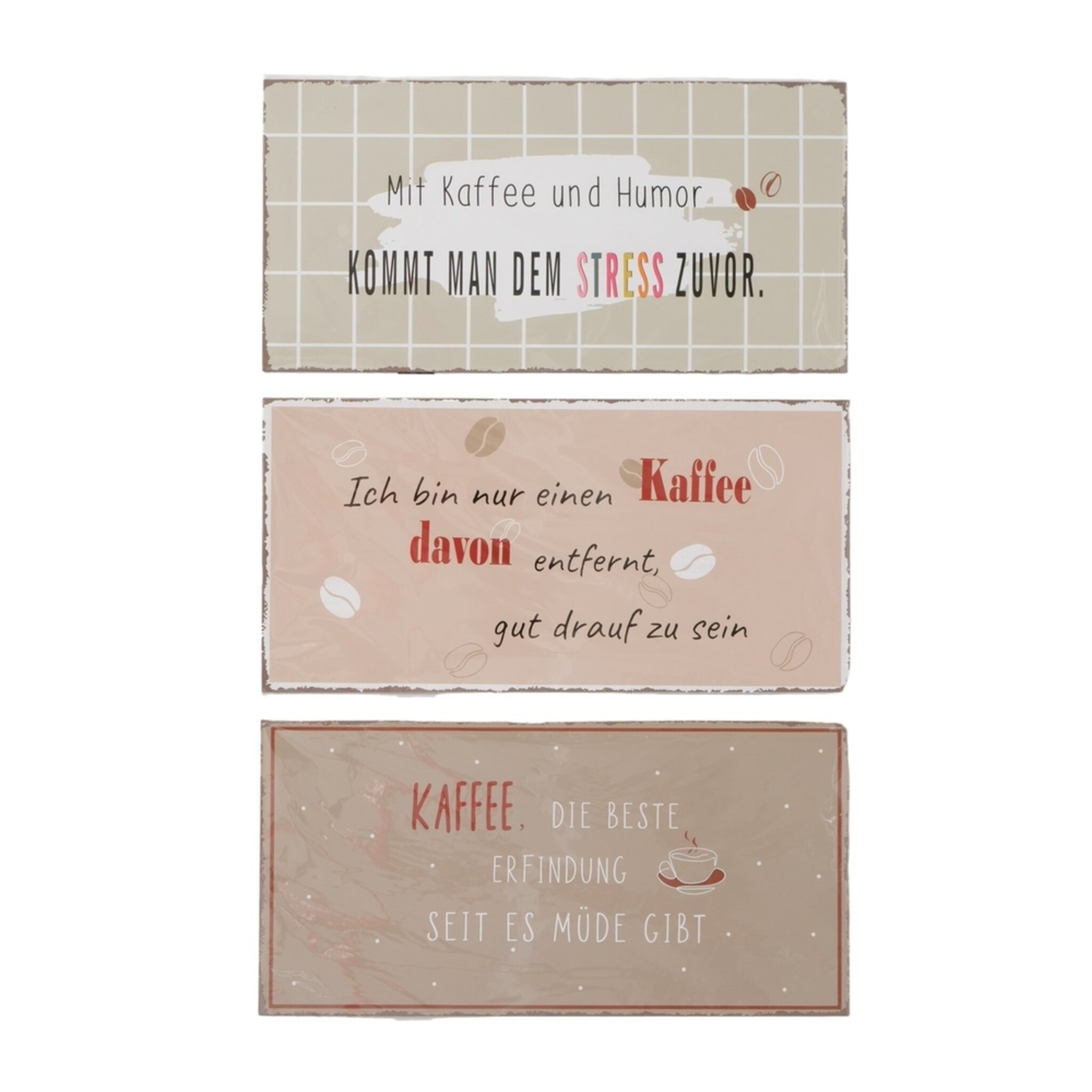 Schilder Kaffee, 3er Set, braun 