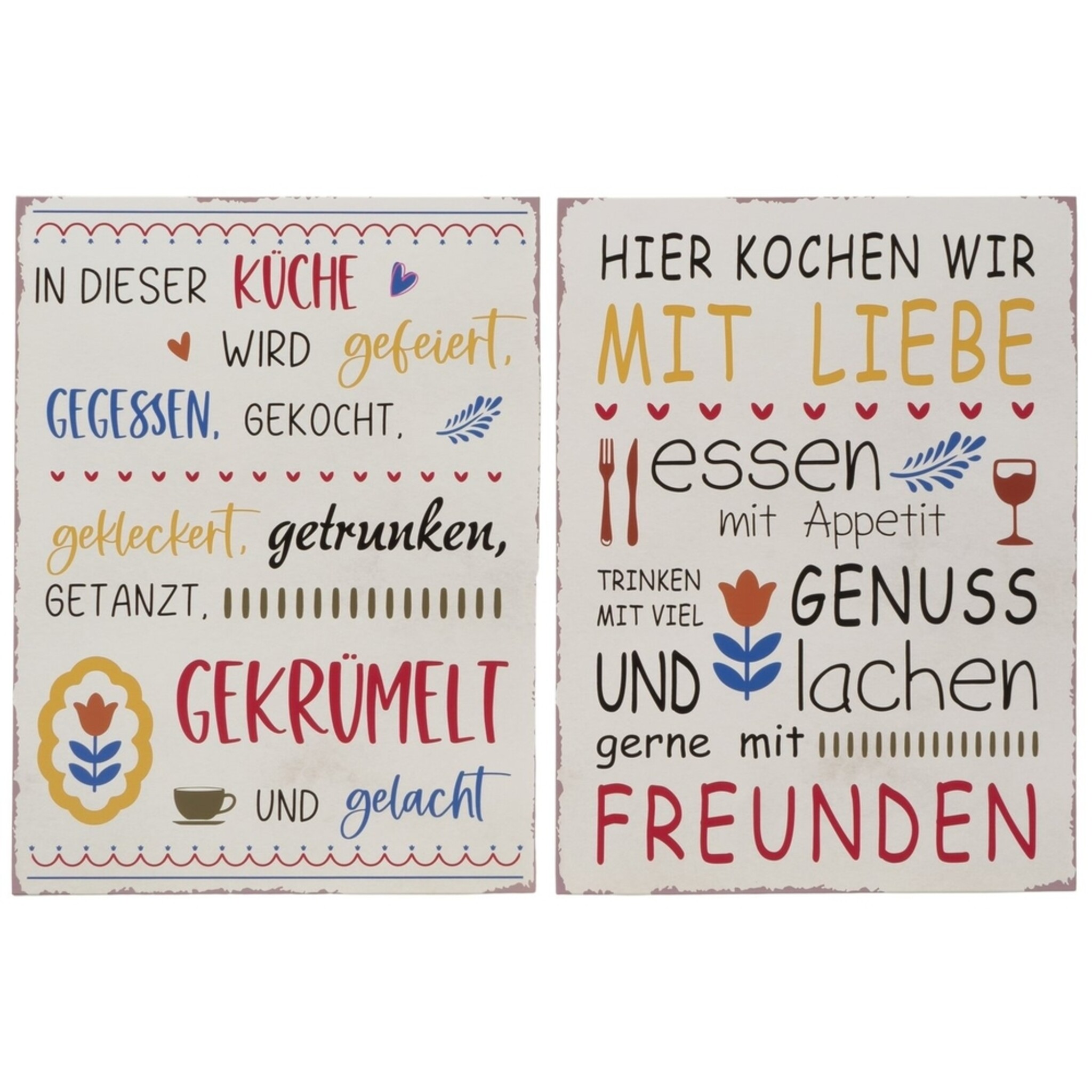 Schild Kochen mit Liebe 2er, weiss 