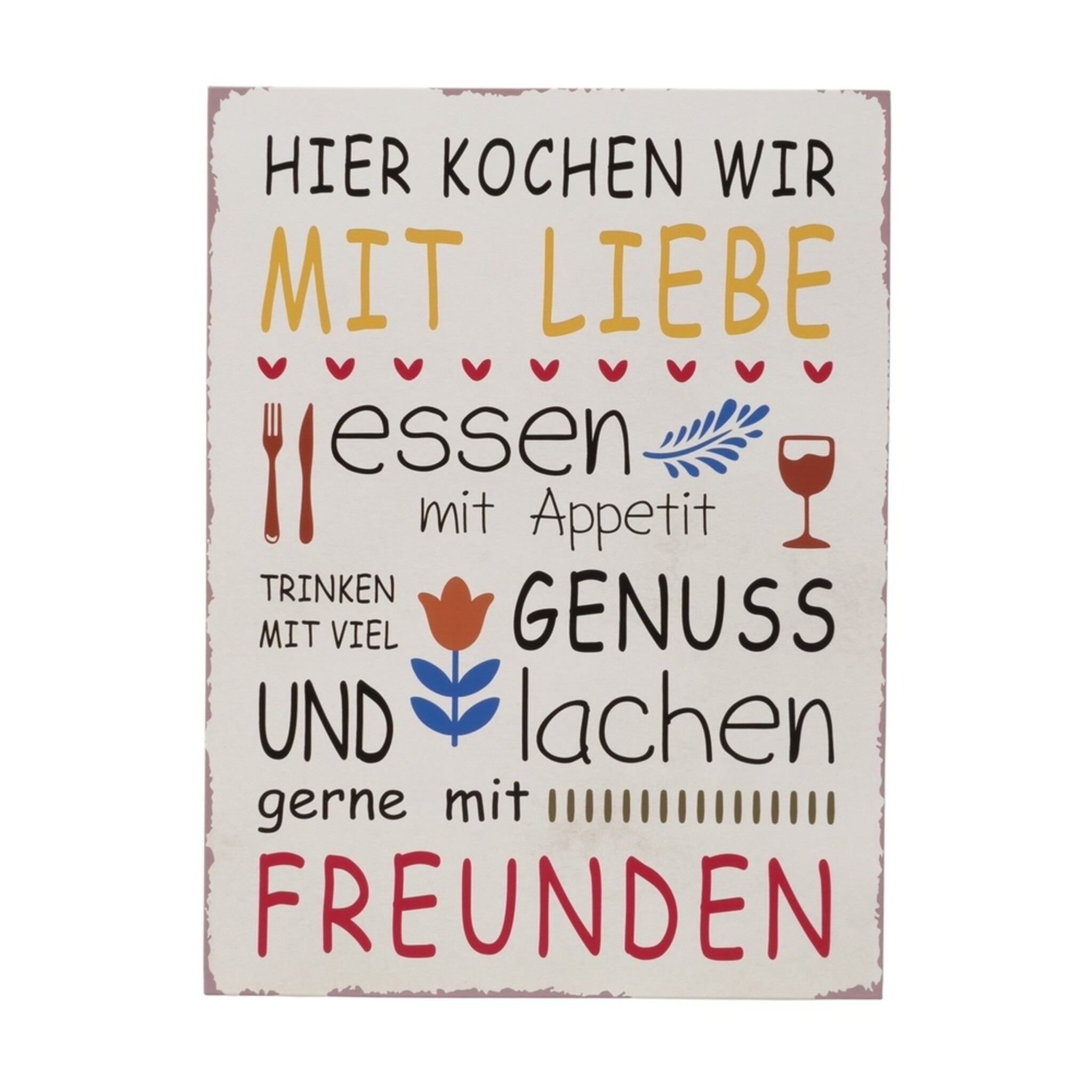 Schild Kochen mit Liebe 2er, weiss 