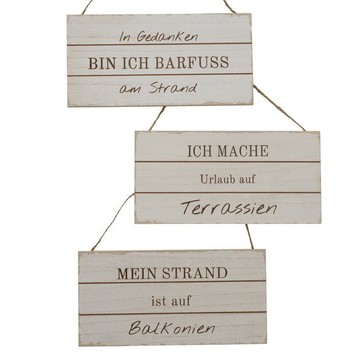 Schild Strand aus Holz, weiss 