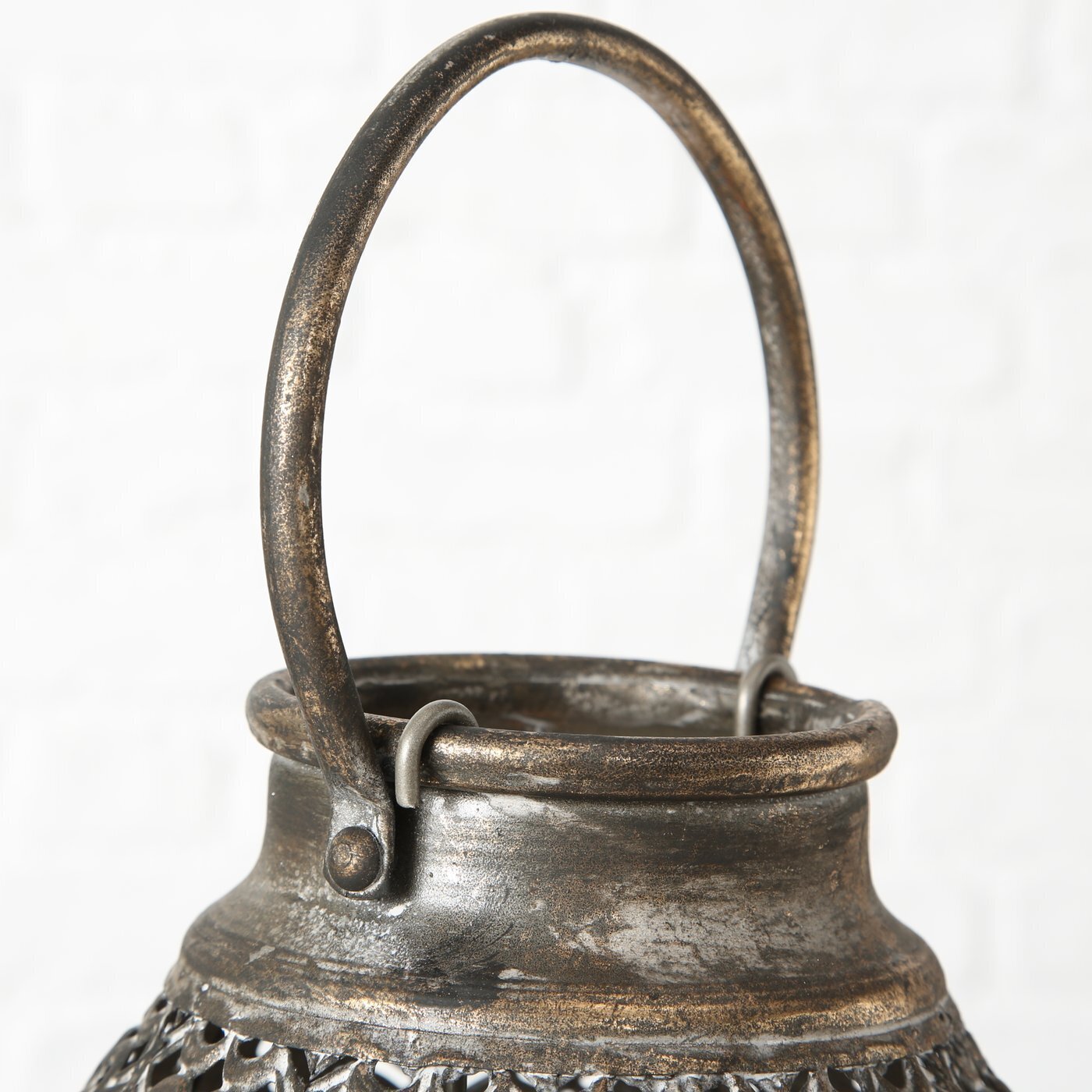 Shabby Windlicht Lento, 2er, grau 