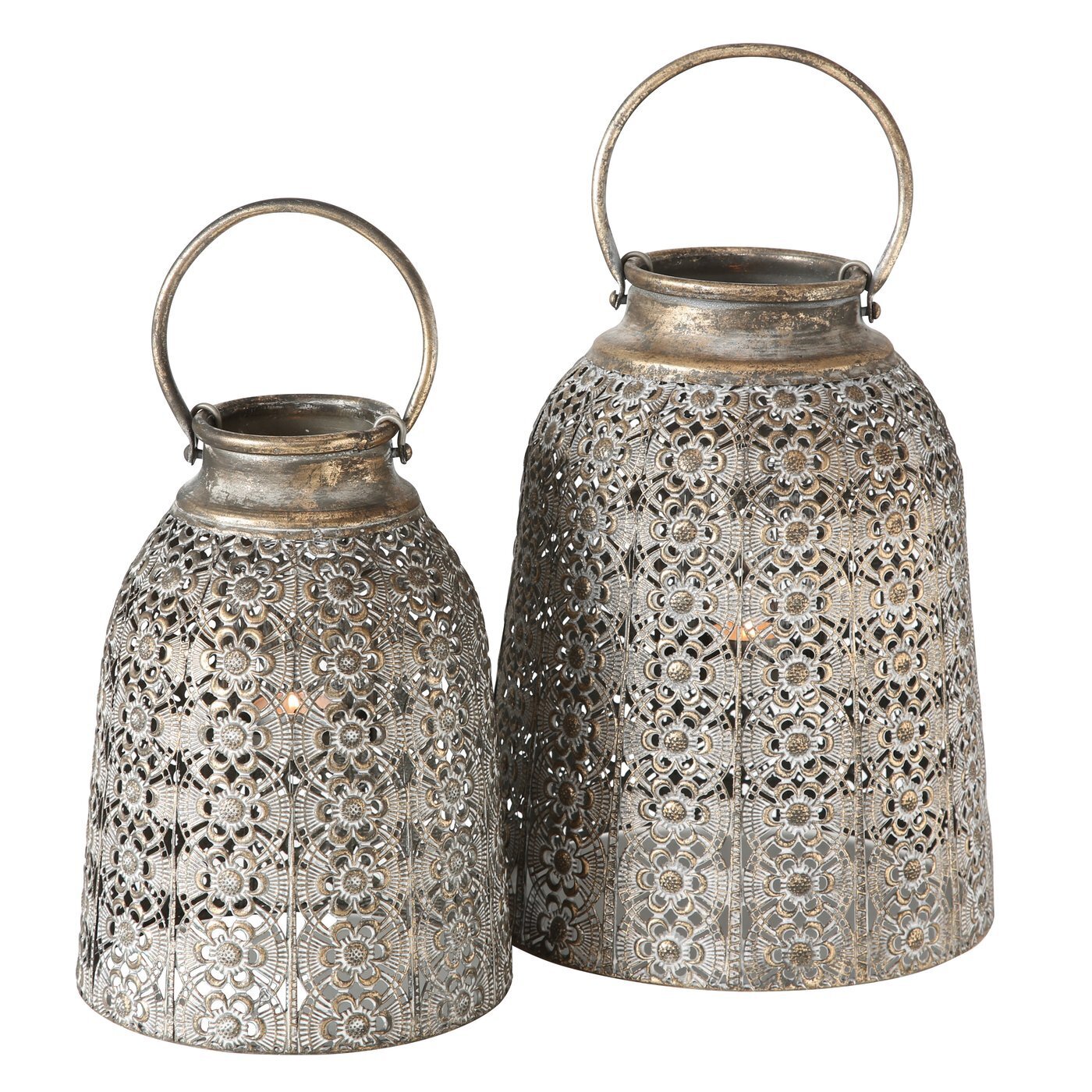 Shabby Windlicht Lento, 2er, grau 