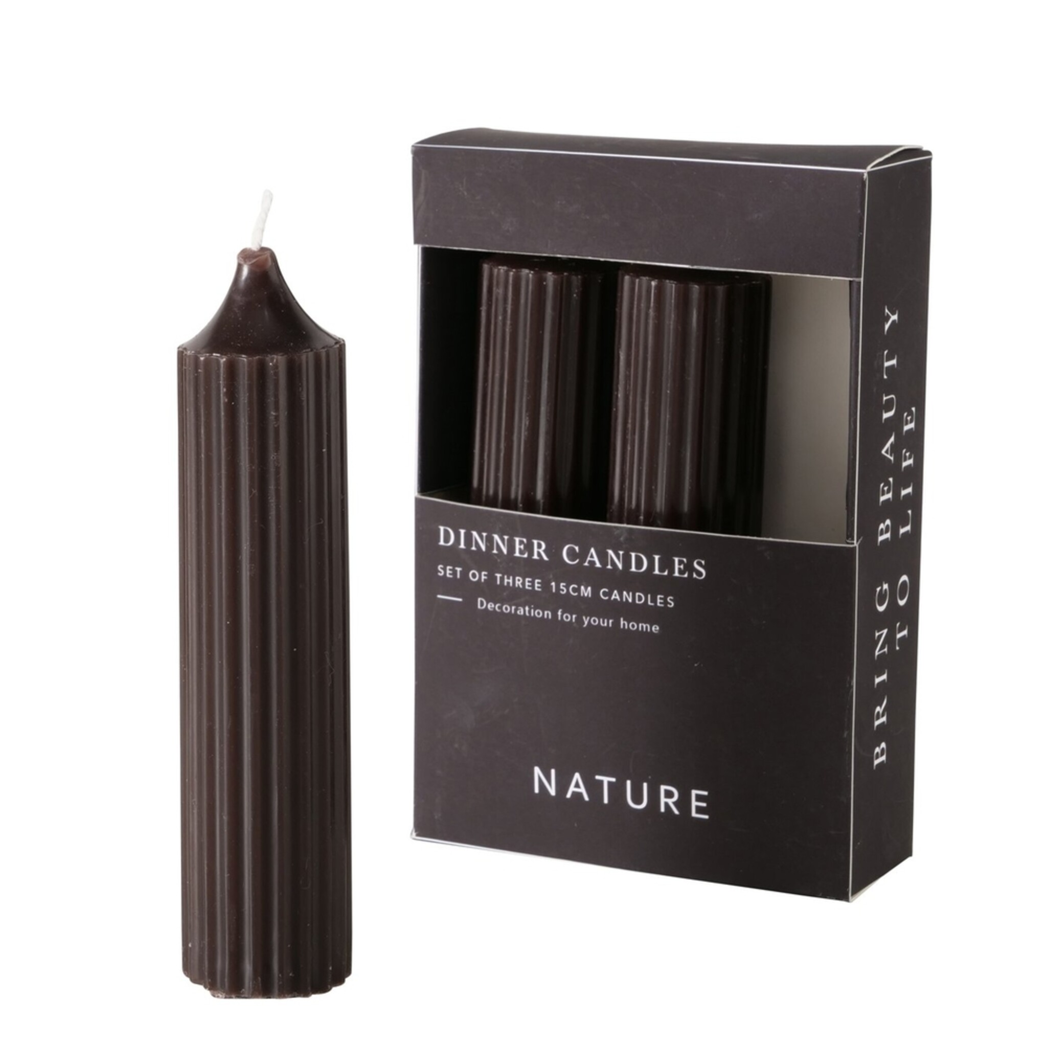 Dicke Stabkerzen Riffly Ø 3,5 cm, 3er Set, schwarz 