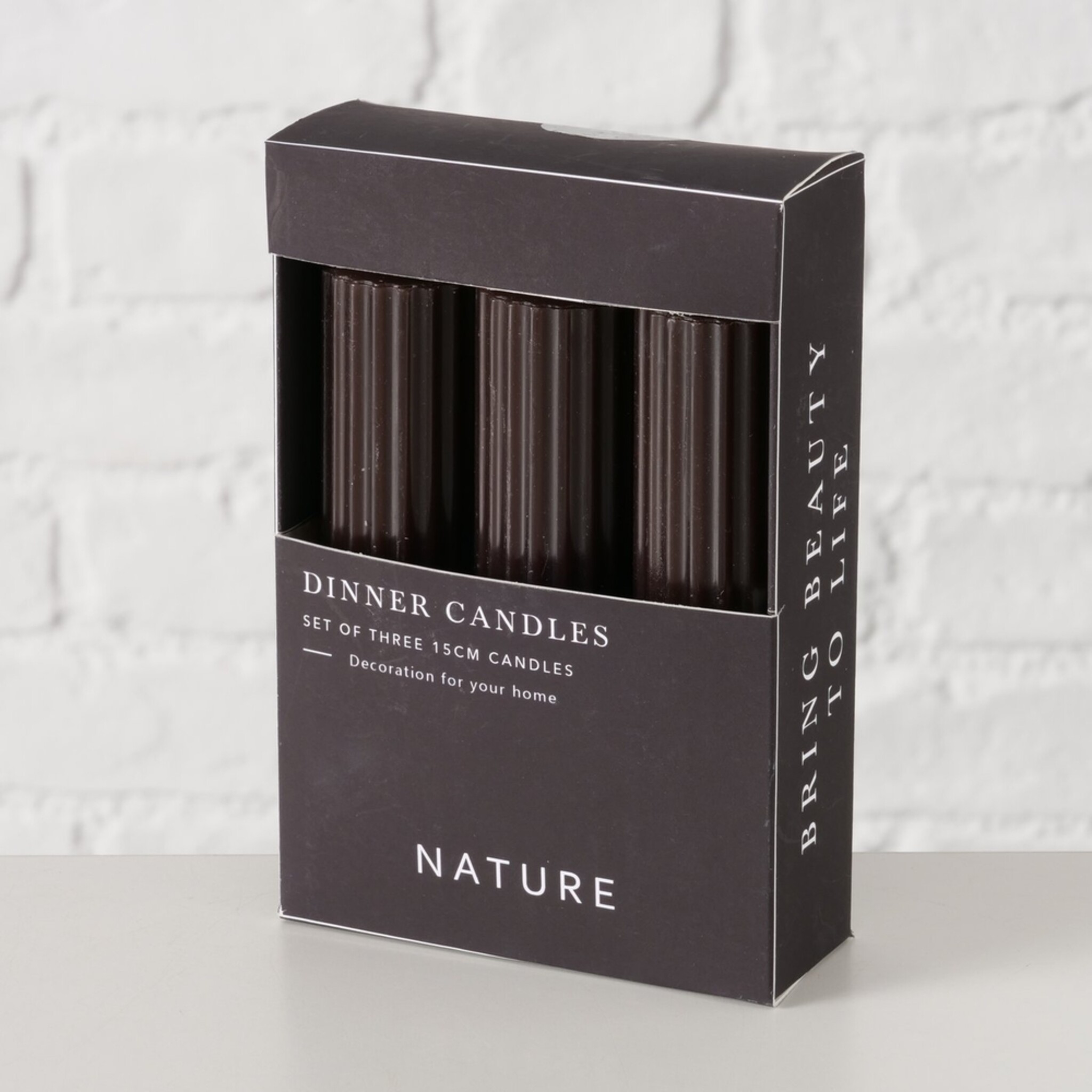 Dicke Stabkerzen Riffly Ø 3,5 cm, 3er Set, schwarz 