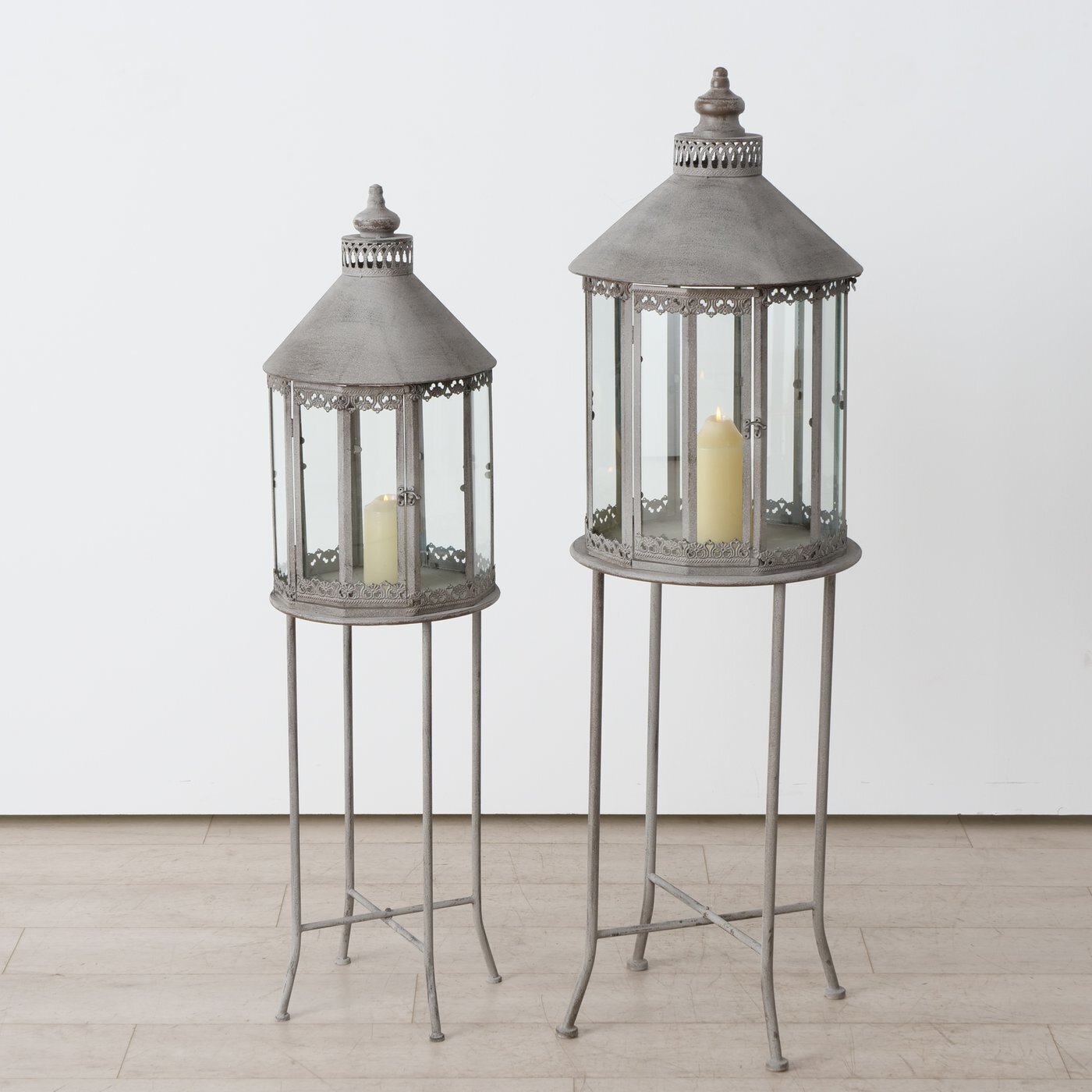 Stand Laterne Aruba 2er, grau 