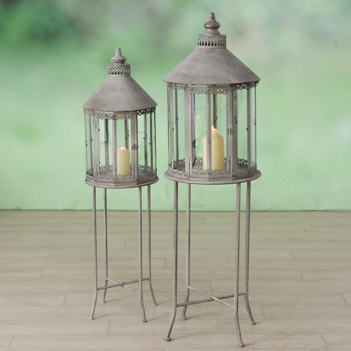 Stand Laterne Aruba 2er, grau 