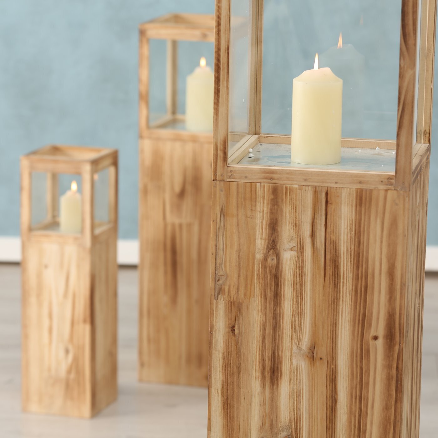 Stand Windlicht Elba 3er, natur 