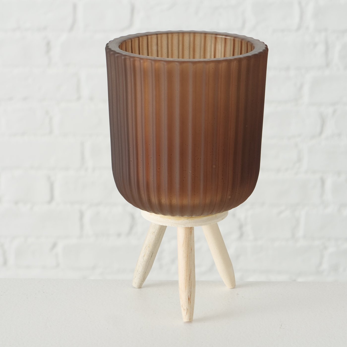 Teelichthalter Danteo auf Füßen, braun 