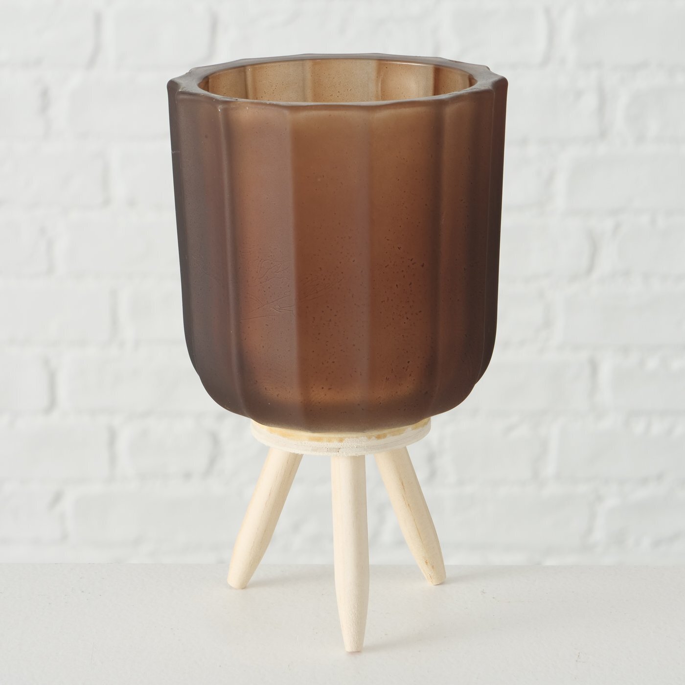 Teelichthalter Danteo auf Füßen, braun 