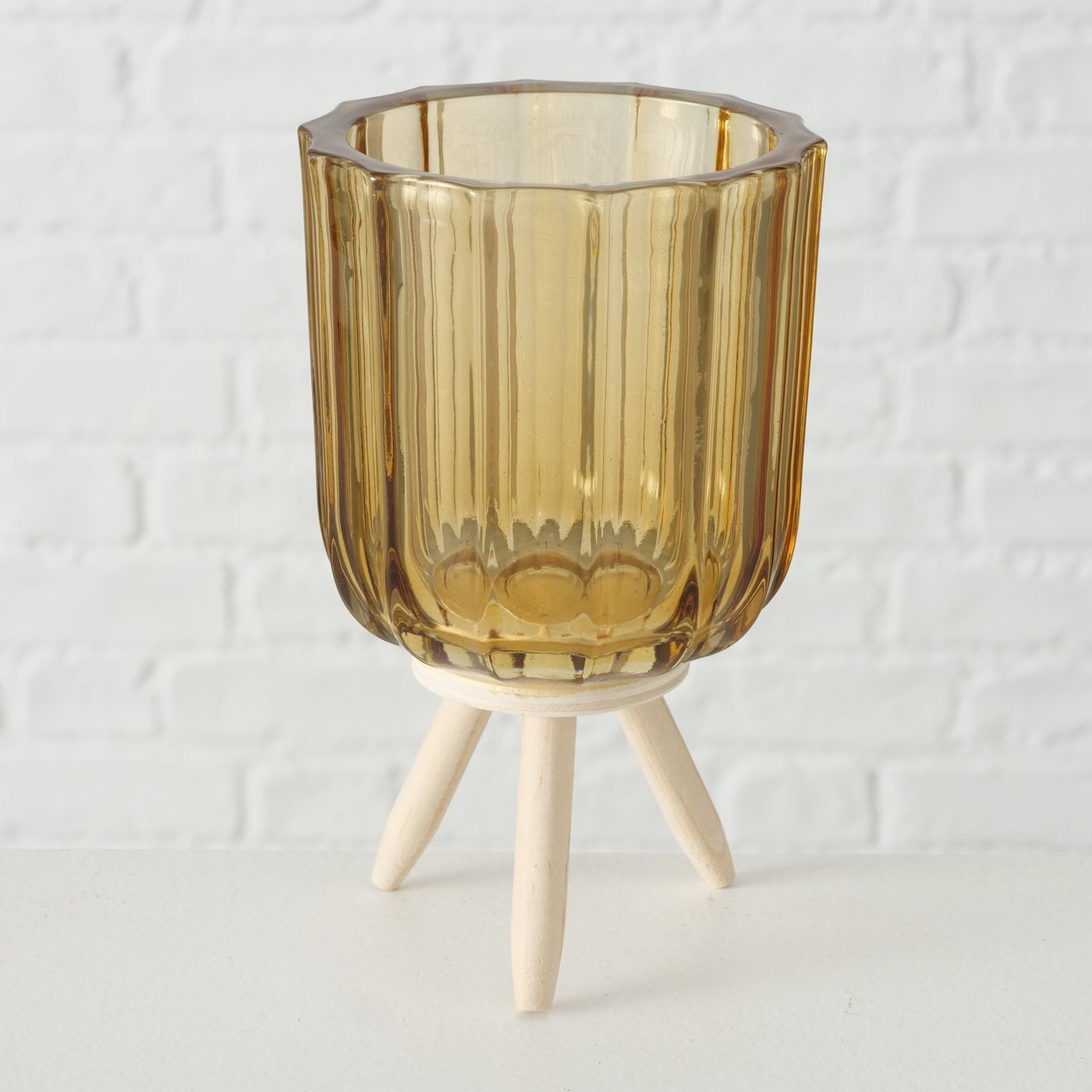 Teelichthalter Danteo auf Füßen, gelb 