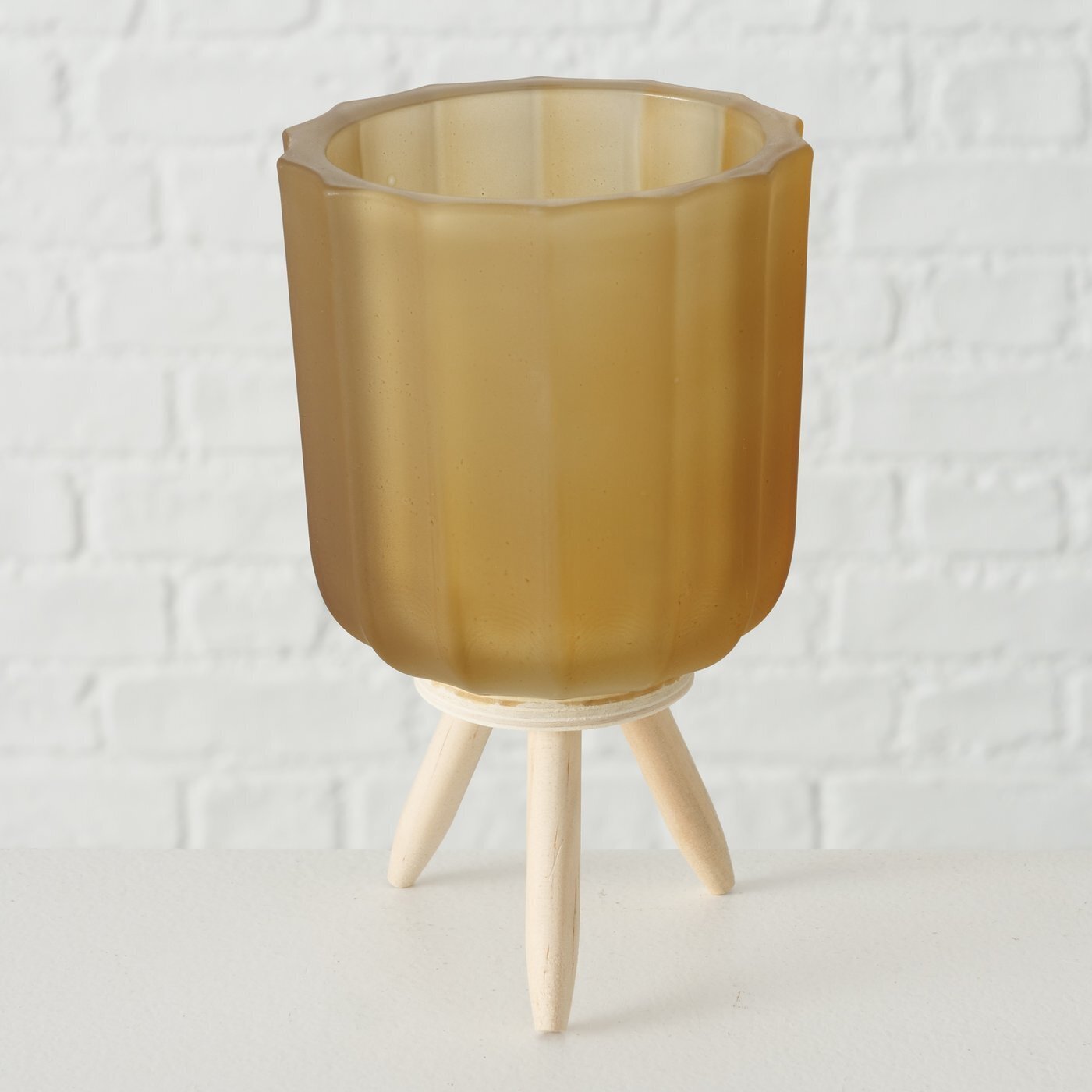 Teelichthalter Danteo auf Füßen, gelb 