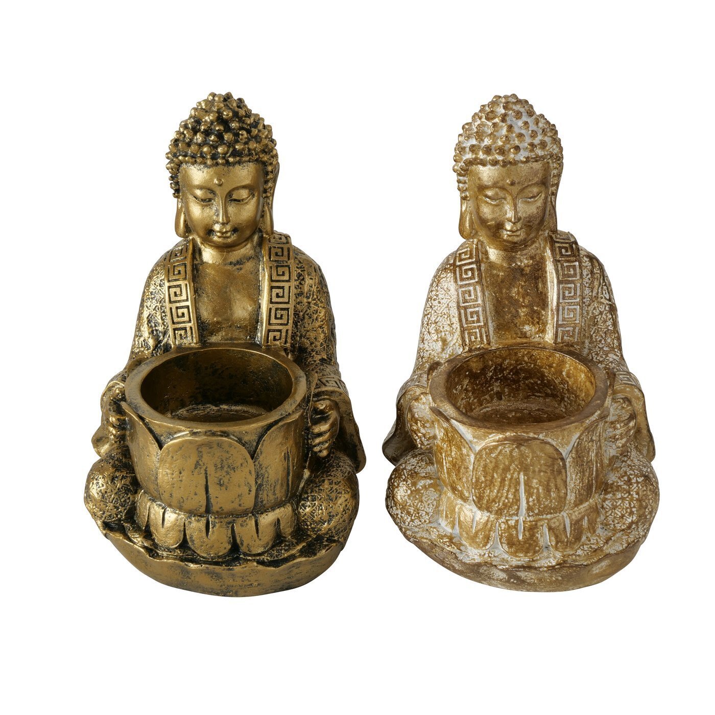 Teelichthalter Jarven 2er Buddha, gold 