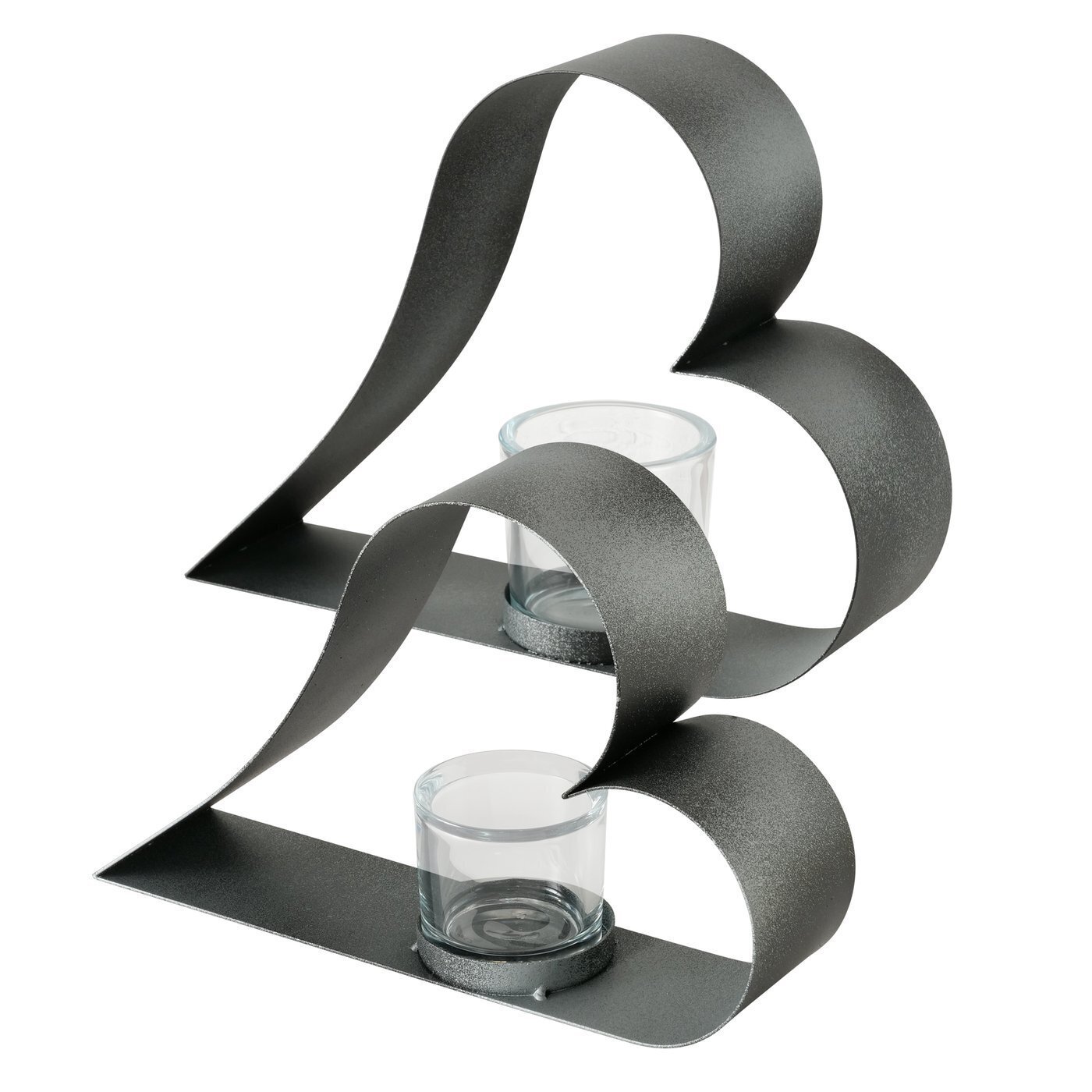 Teelichthalter Valeska 2er, grau 