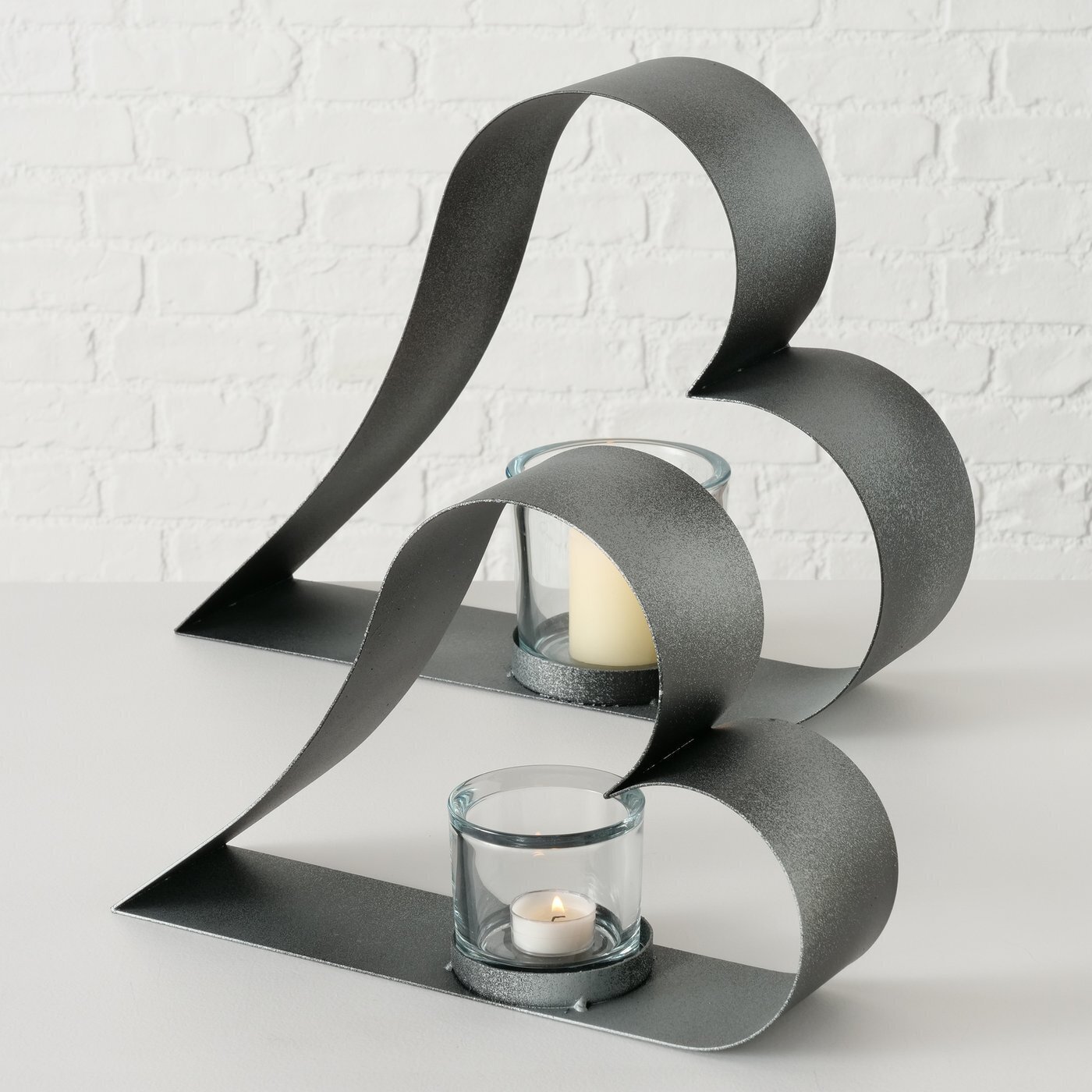 Teelichthalter Valeska 2er, grau 